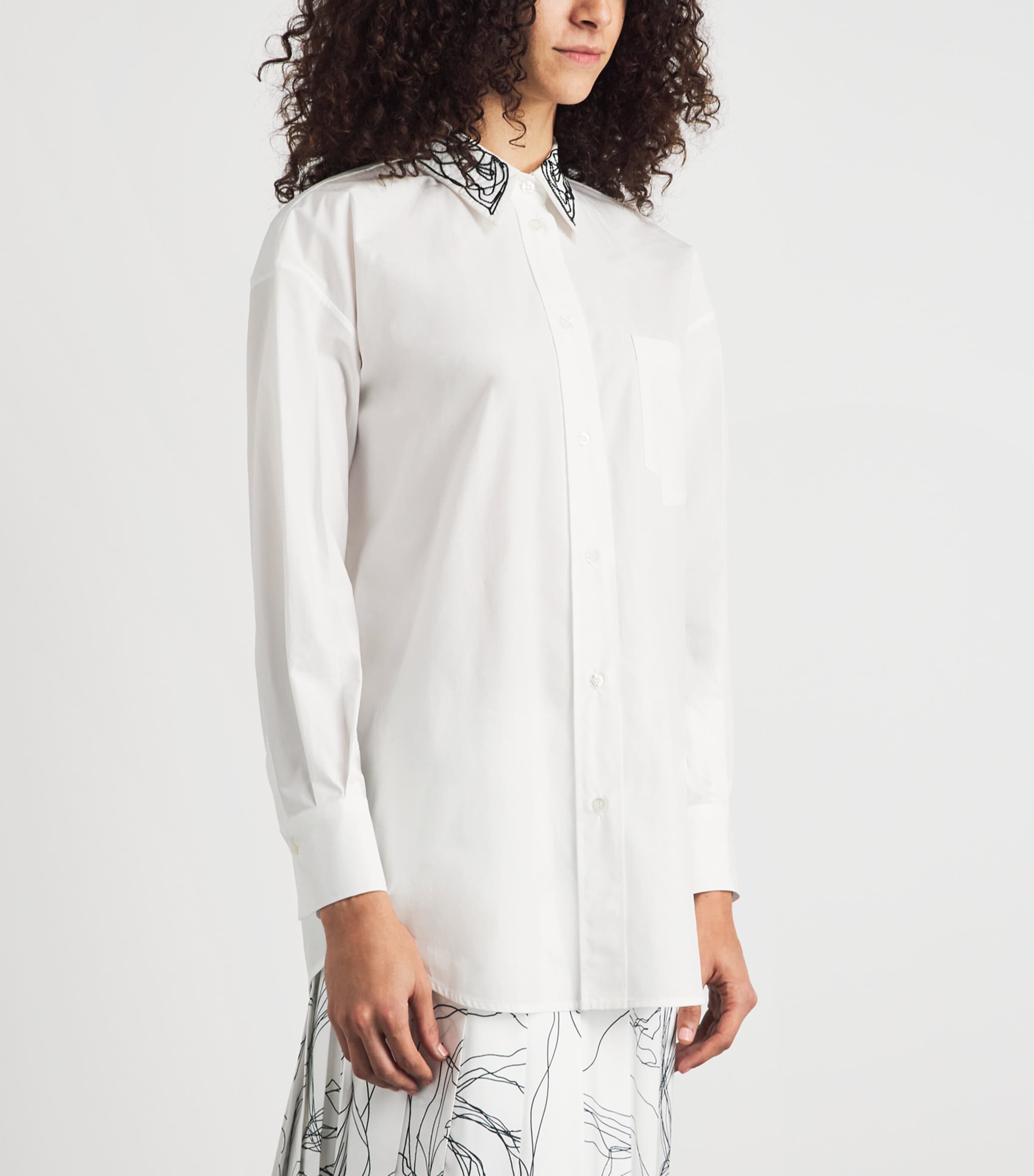 Fabiana Filippi Womens Cotton Embellished Shirt Bianco/blu Image 4