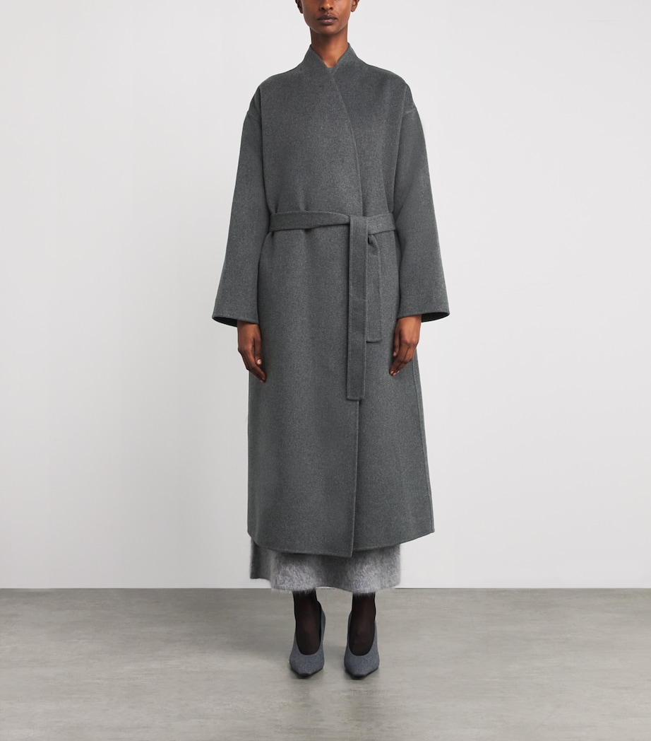Cashmere Wrap Belt Long Coat RU7292 MID GREY Image 3