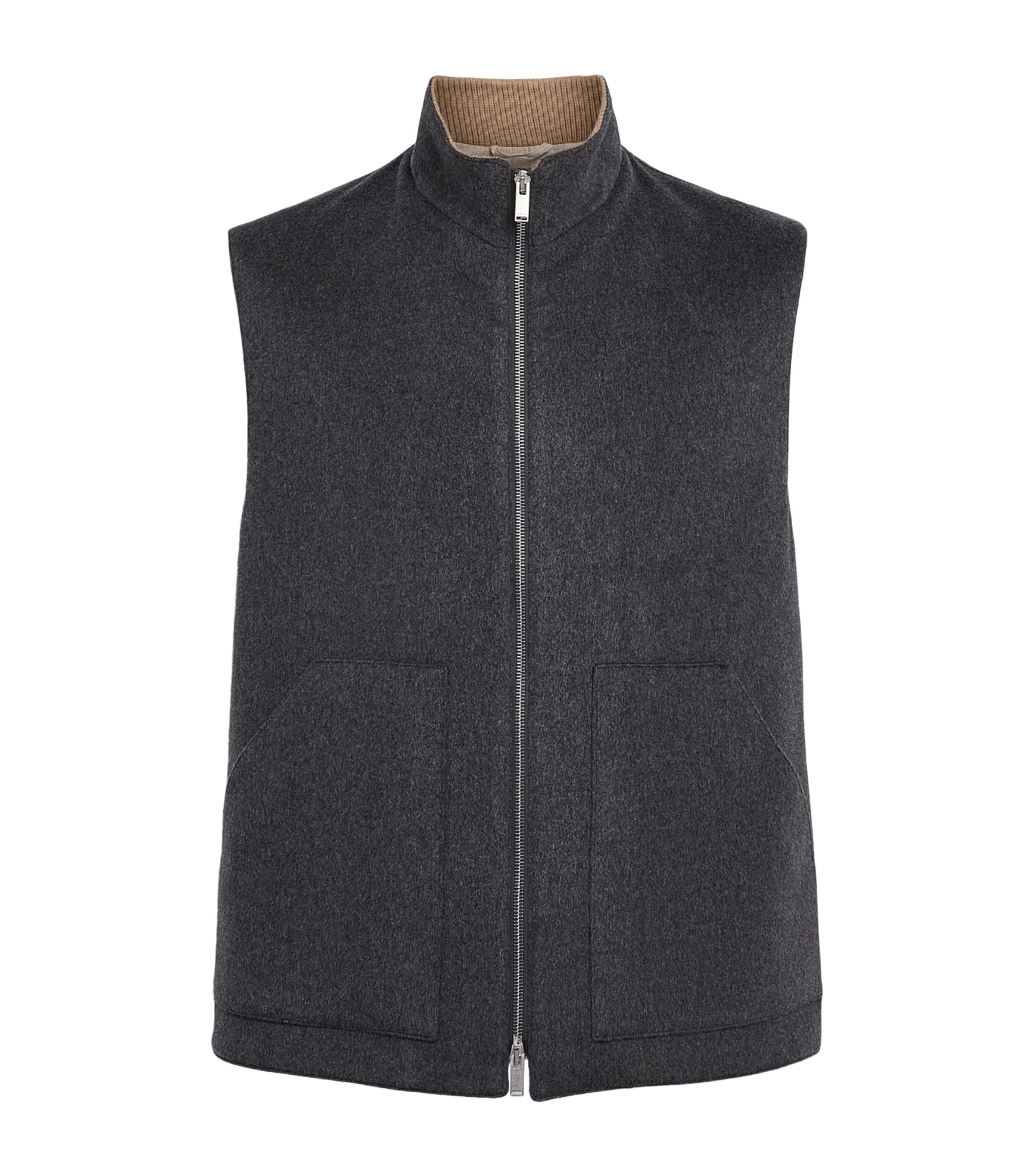 Lardini Mens Virgin Wool-Cashmere Gilet Grey Image 1