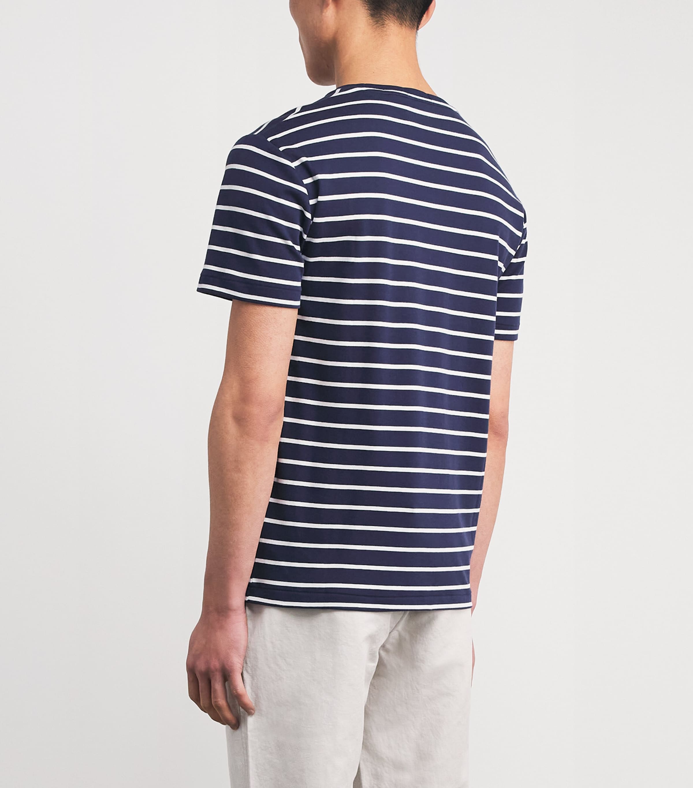 Cotton Stripe Polo Pony Slim T-Shirt REFINED NAVY/WHITE Image 4