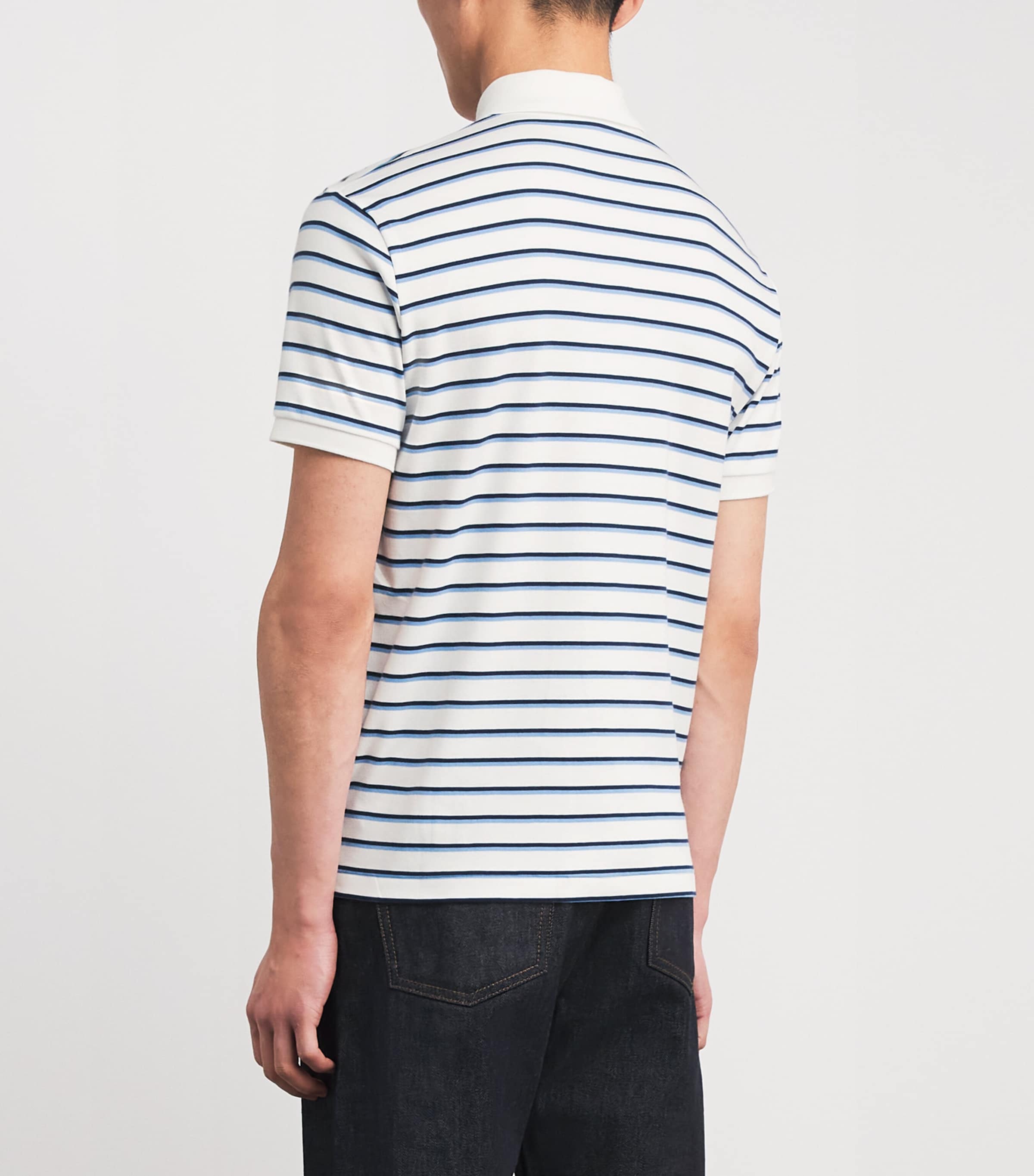 Pima Cotton Stripe Slim Polo Shirt WHITE BLUE MULTI Image 4