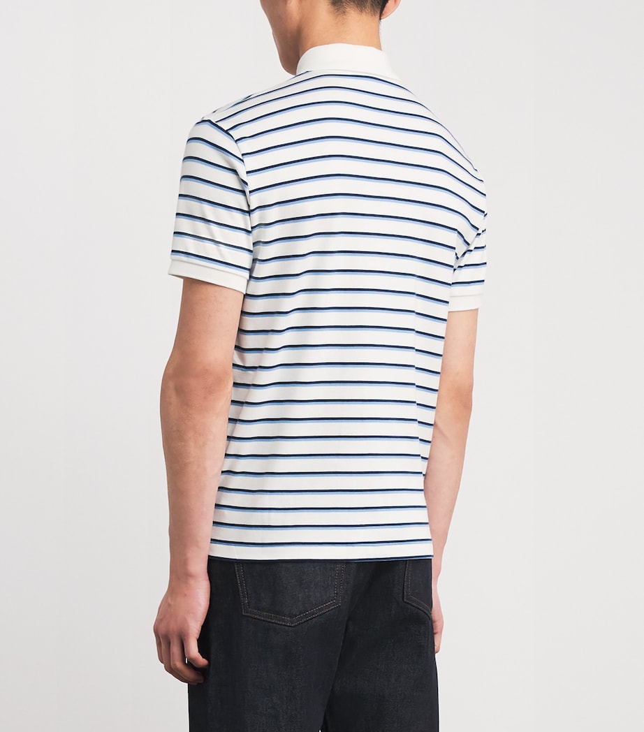 Pima Cotton Stripe Slim Polo Shirt WHITE BLUE MULTI Image 4