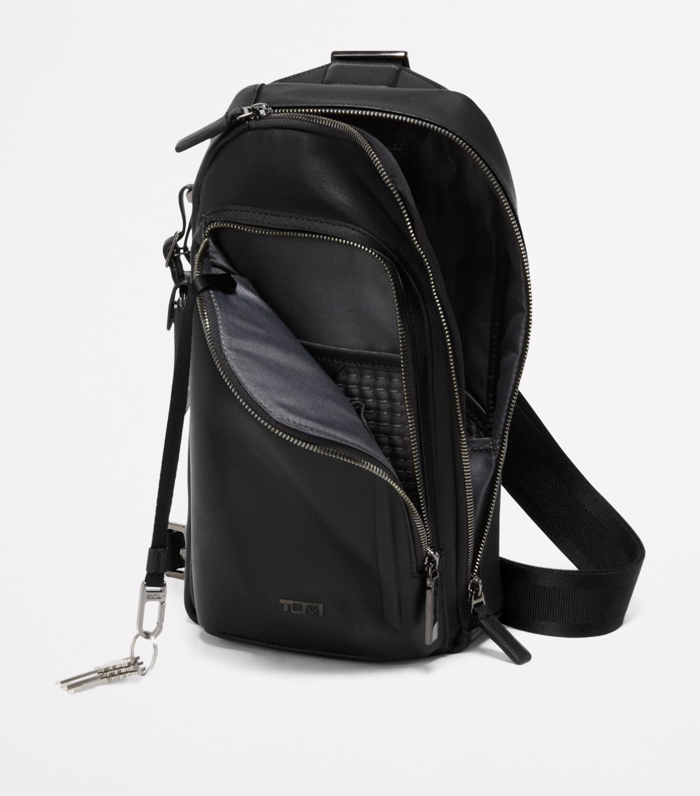 Leather Harrison Cross-Body Bag BLACK BOMBE LEATHER Image 4