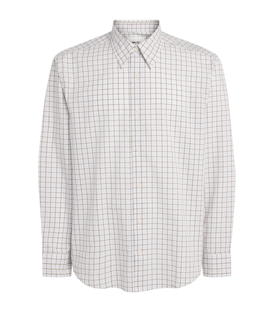 NN.07 Mens Organic Cotton Check Shirt Blue Check Image 1