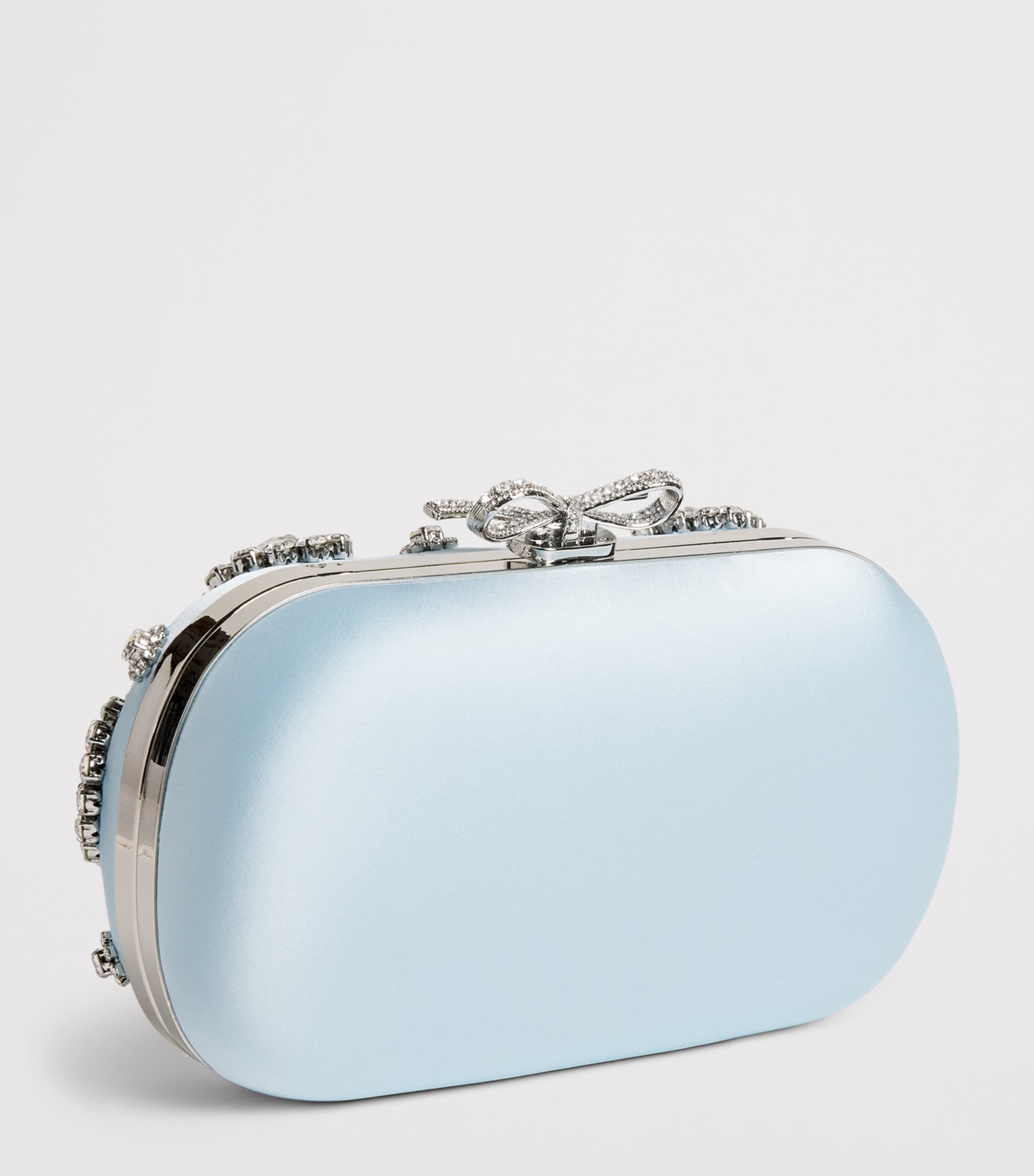 Self-Portrait Satin Crystal Clutch Bag Blue Image 3