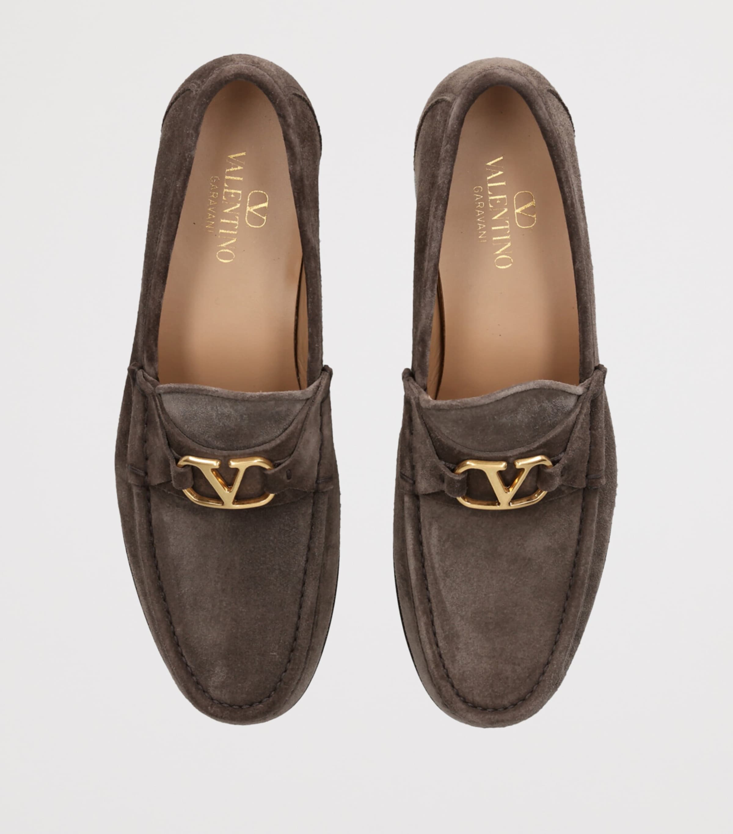 Valentino Garavani Suede VLogo Loafers Mid Brown Image 4