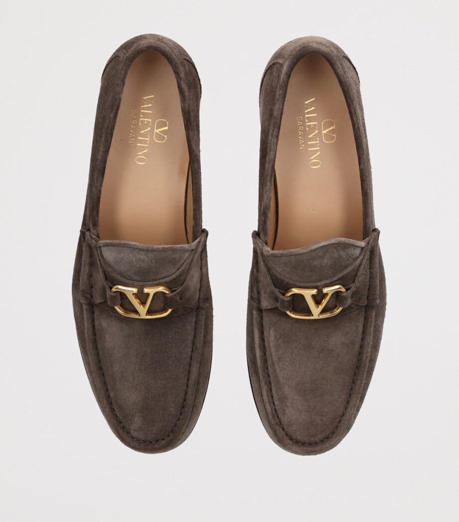 Valentino Garavani Suede VLogo Loafers Mid Brown Image 4