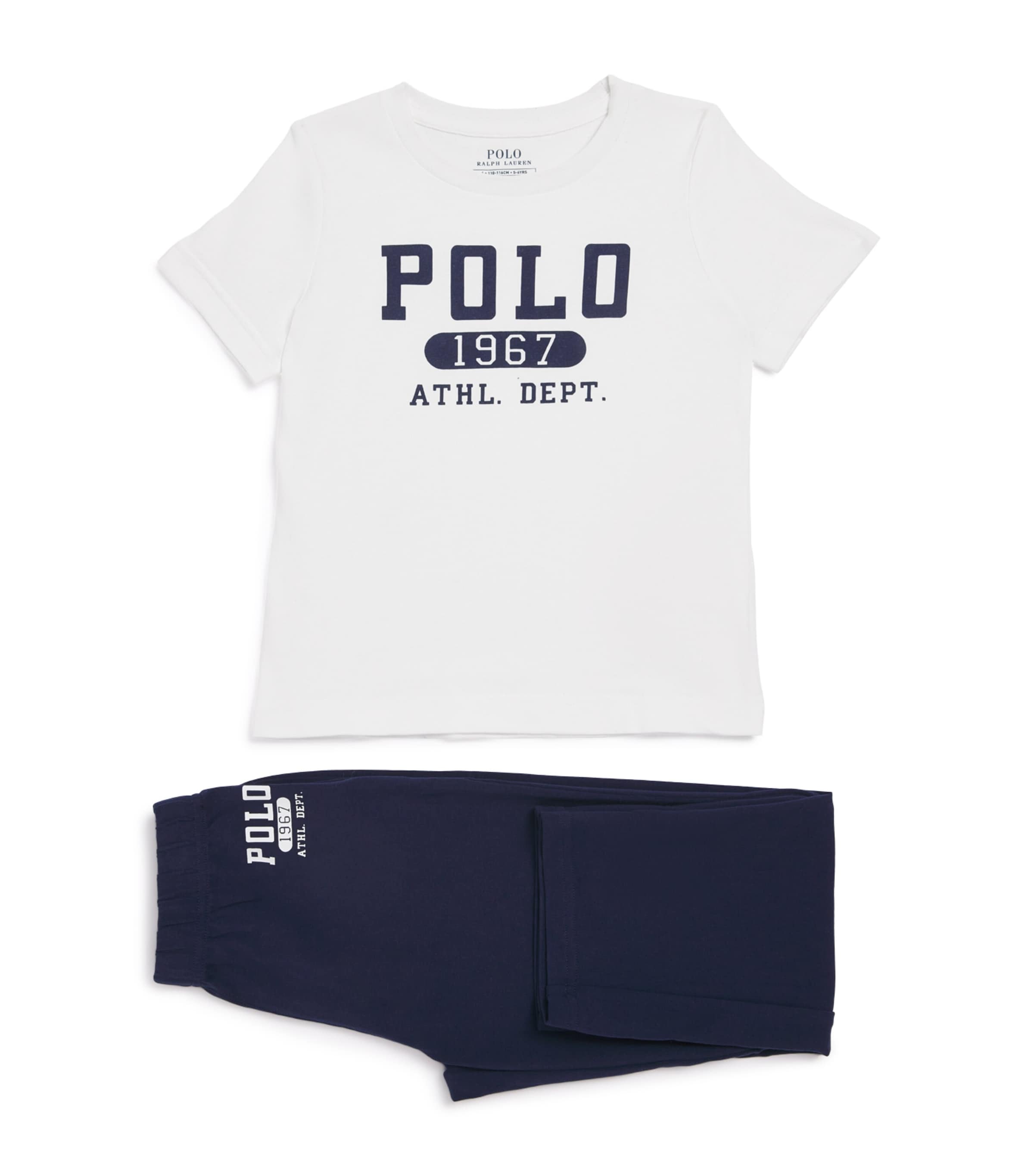 Ralph Lauren Cotton Logo Pyjama Set In Navy
