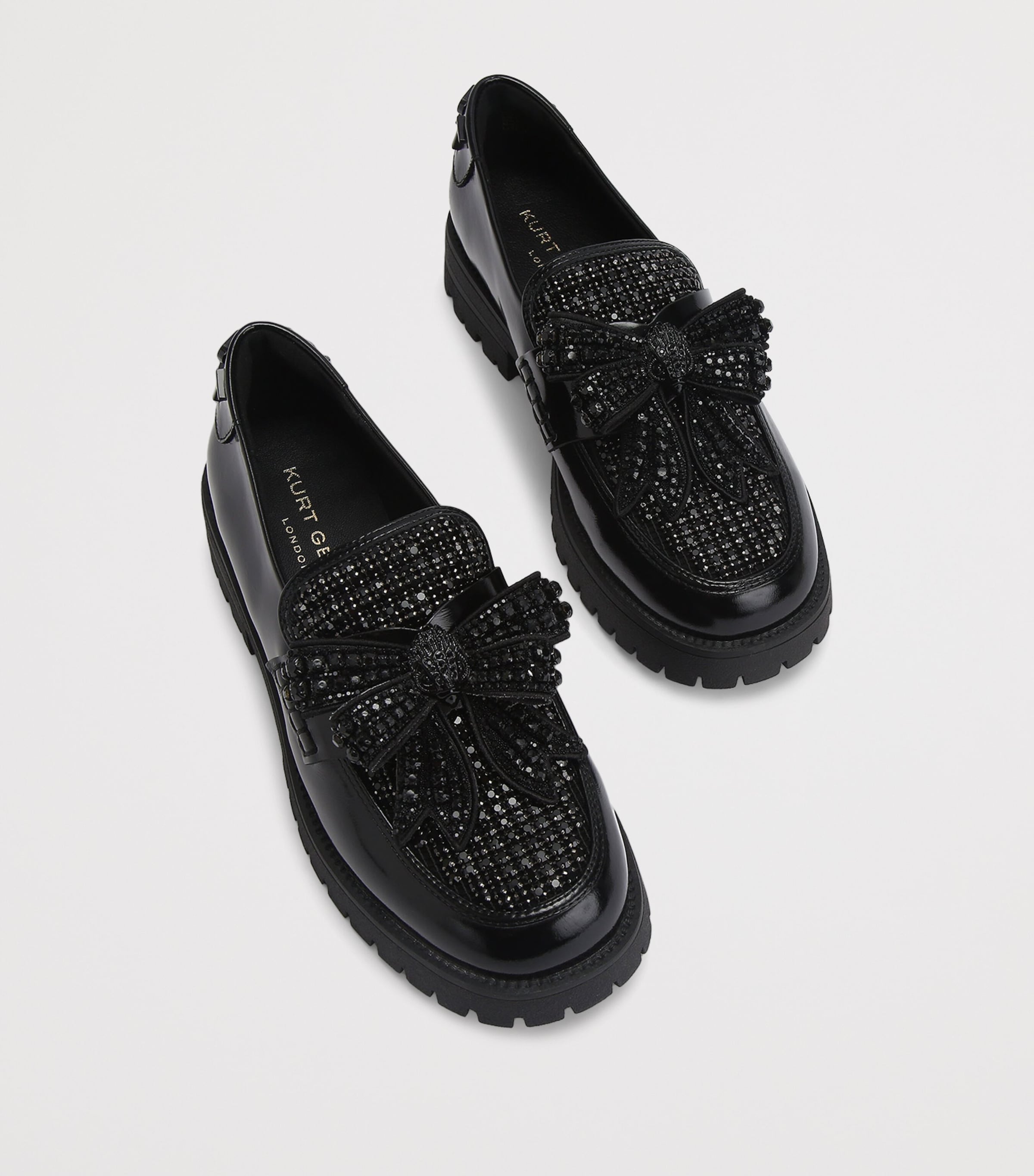 Kurt Geiger London Leather Embellished Bow Loafers Black Image 4