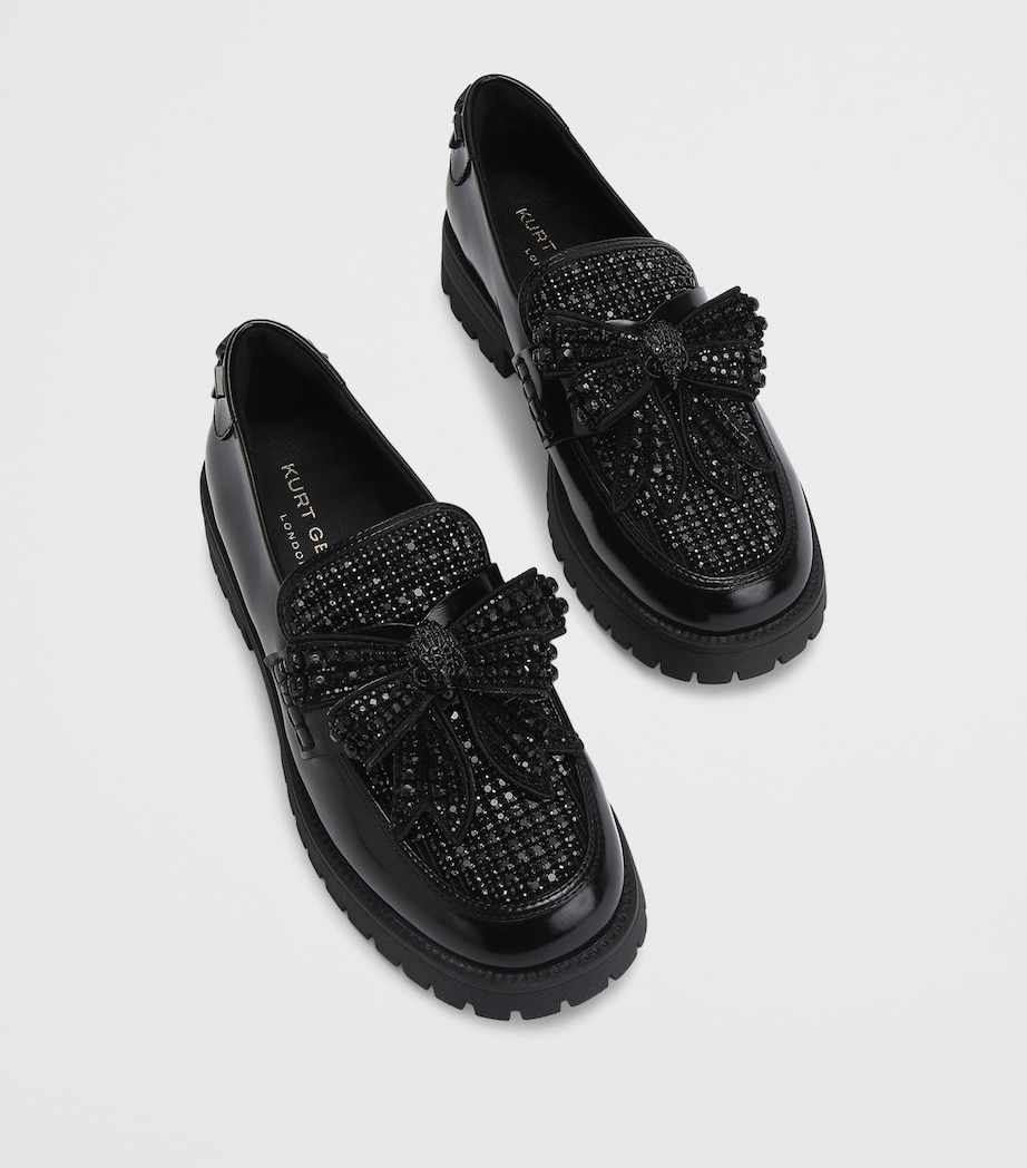 Kurt Geiger London Leather Embellished Bow Loafers Black Image 4