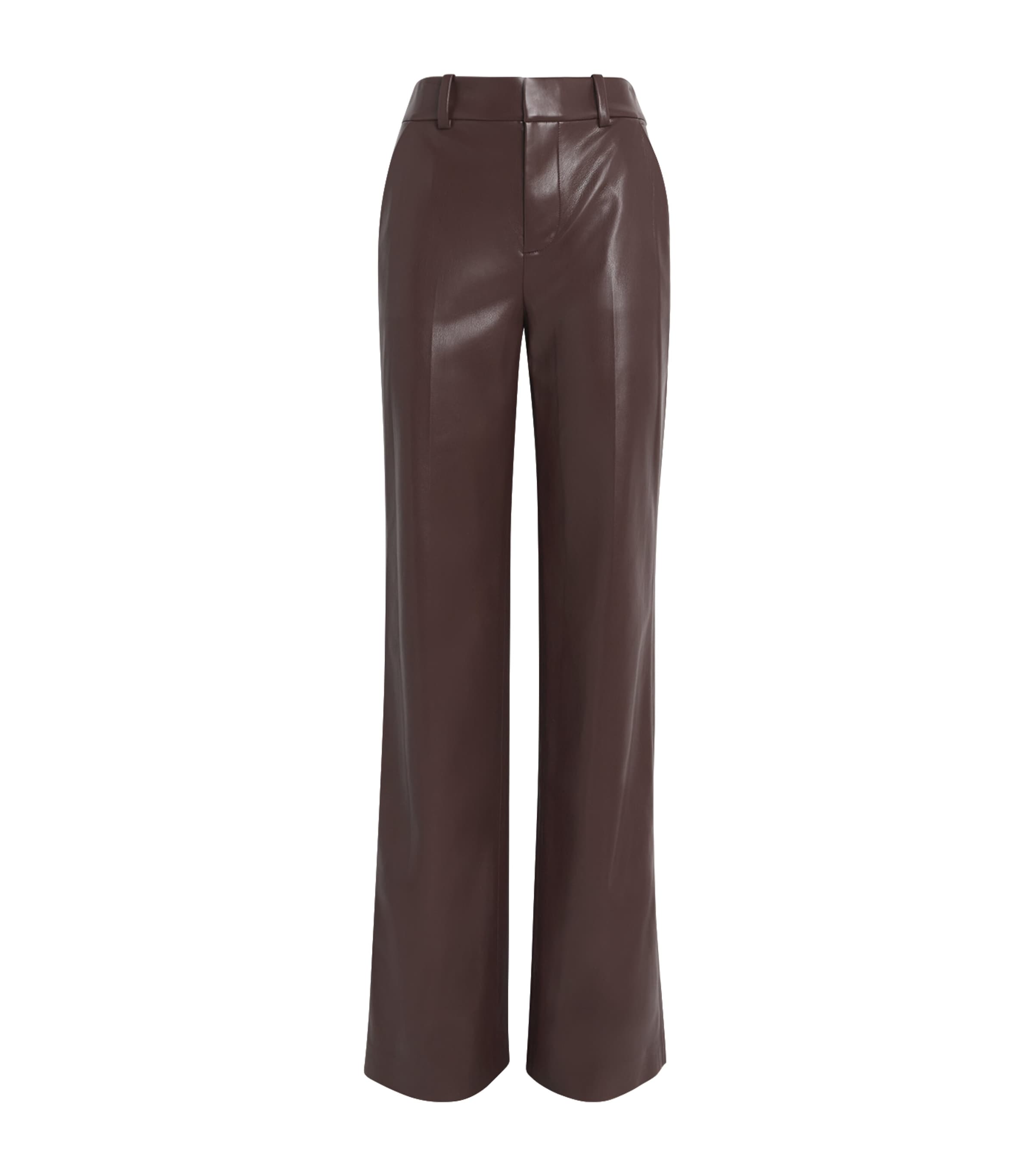Alice And Olivia Vegan Leather Alexander Trousers In Brown