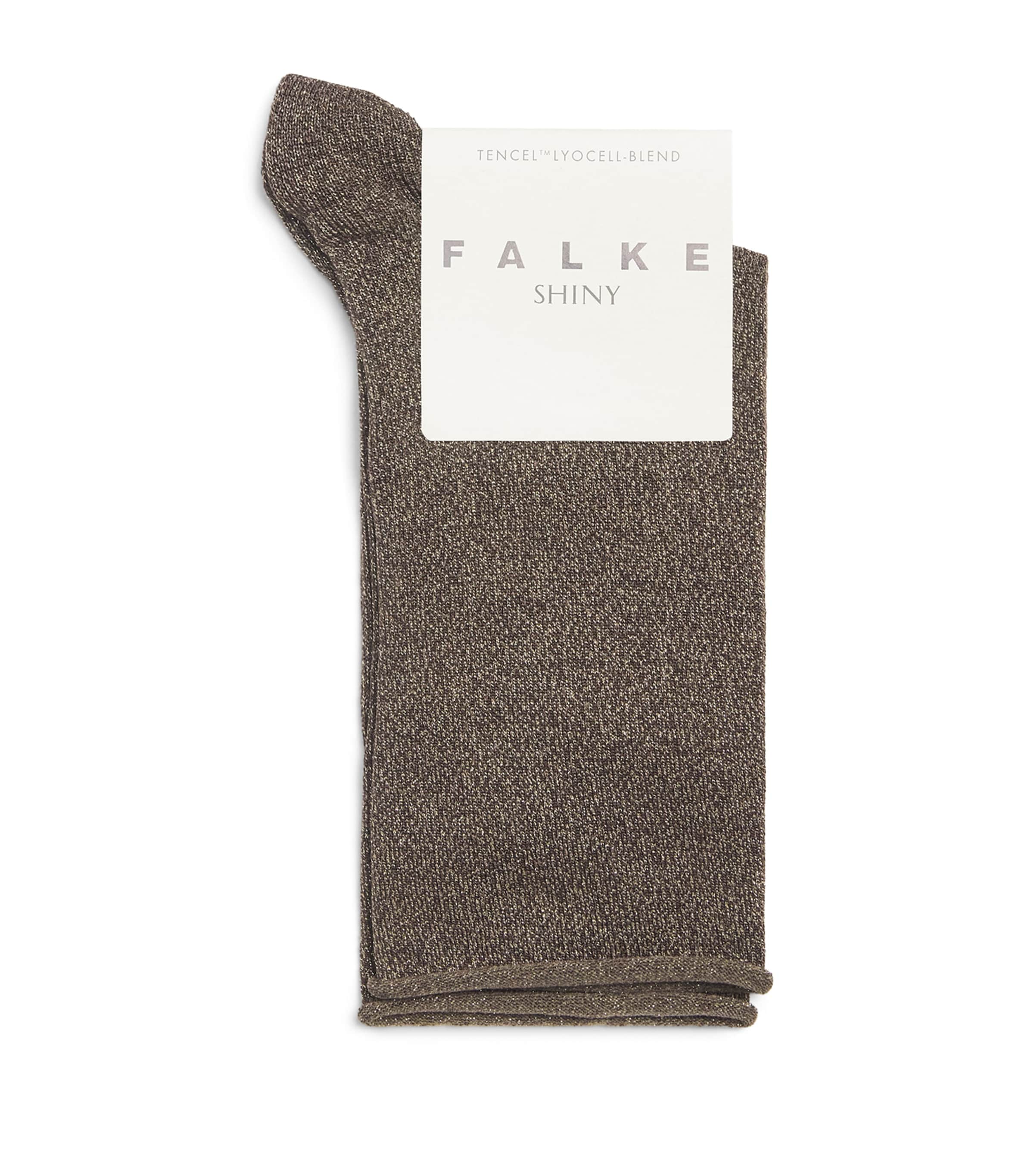 Falke Womens Shiny Socks Dark Brown Image 1