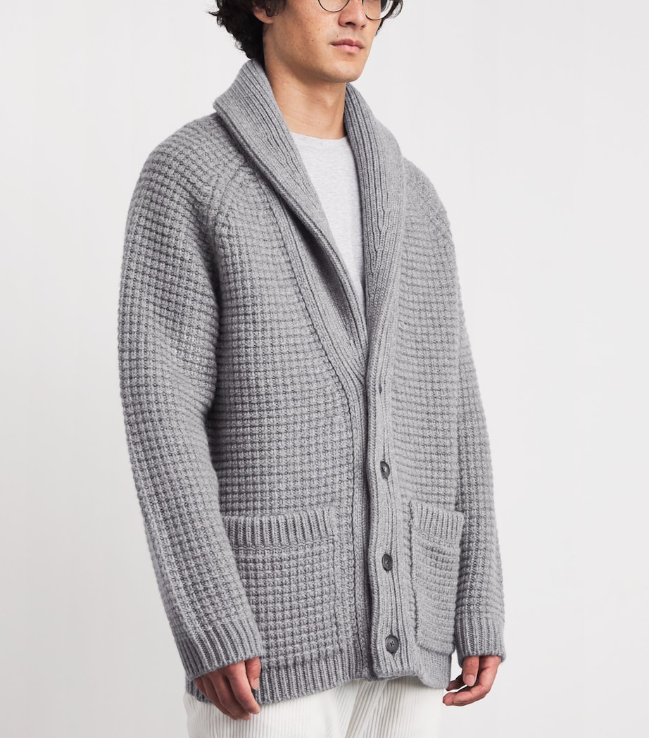 Wool-Cashmere Shawl Cardigan GRIGIO CHIARO MELANG Image 3