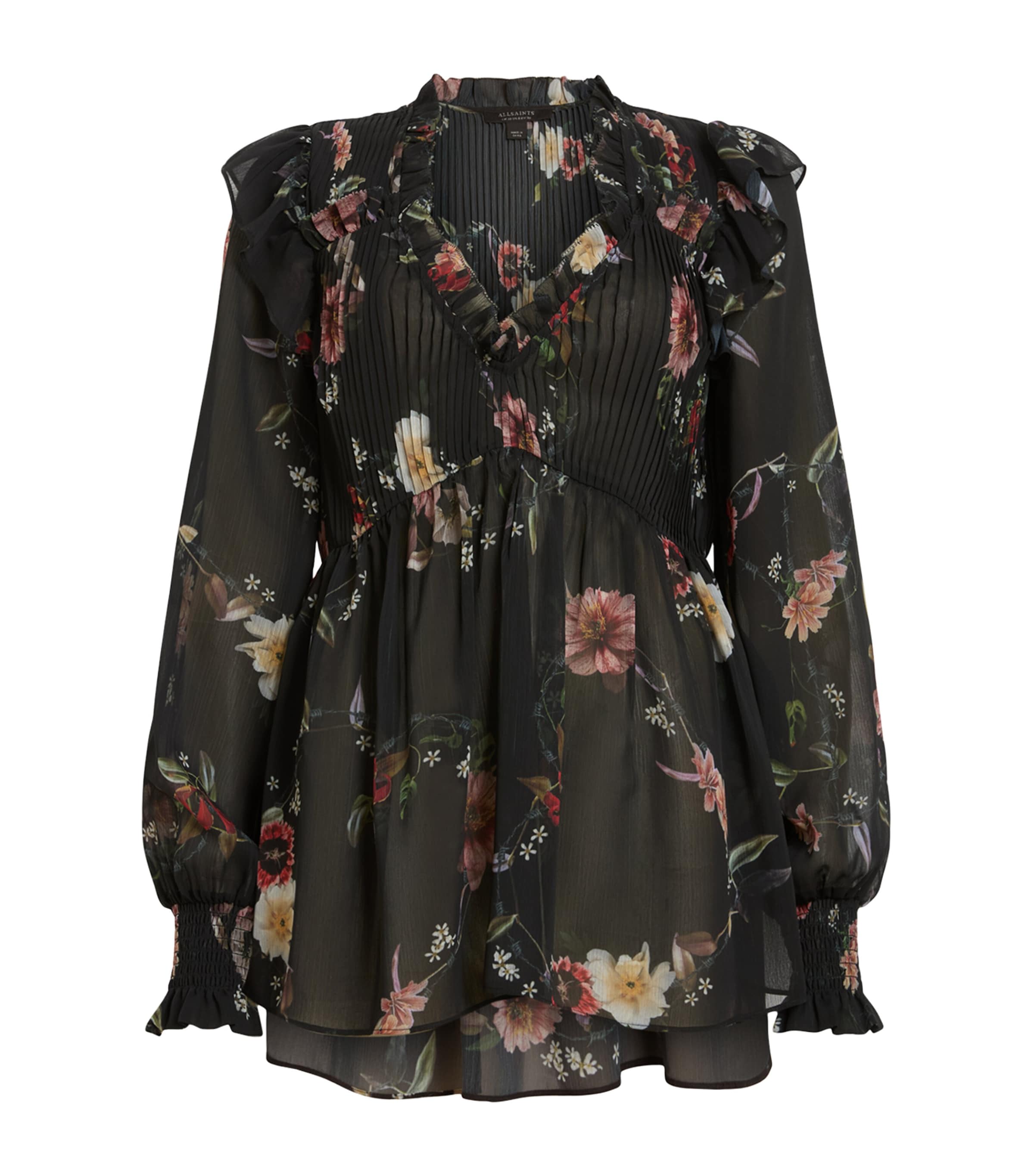 Shop Allsaints Floral Ryna Blouse In Black