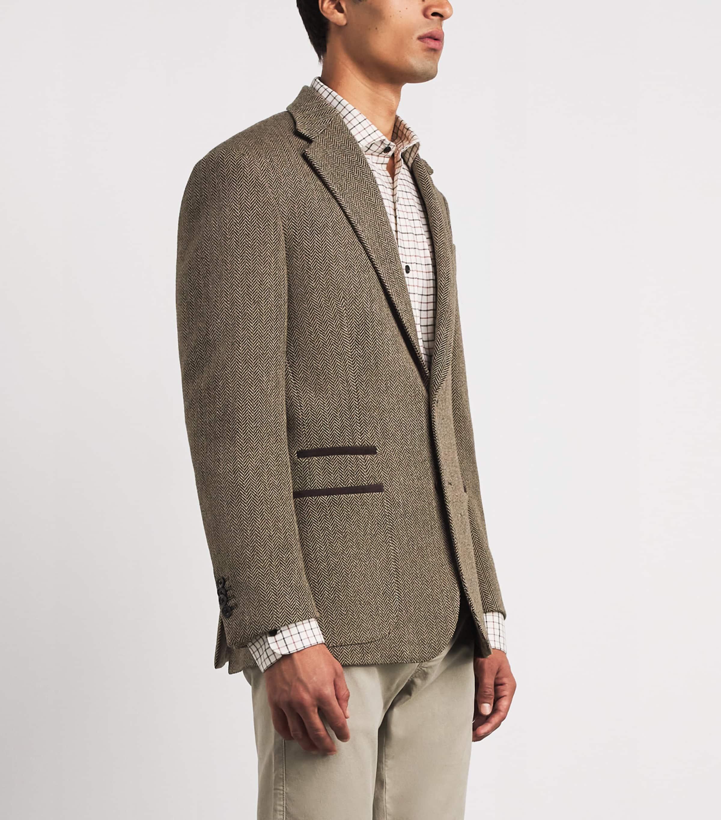 Purdey Mens Wool Tweed Herringbone Atholl Blazer Taymoor Tweed Image 4