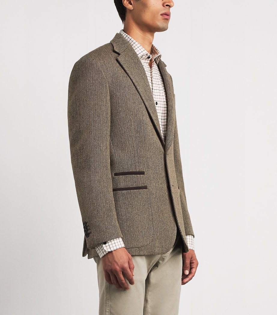 Purdey Mens Wool Tweed Herringbone Atholl Blazer Taymoor Tweed Image 4