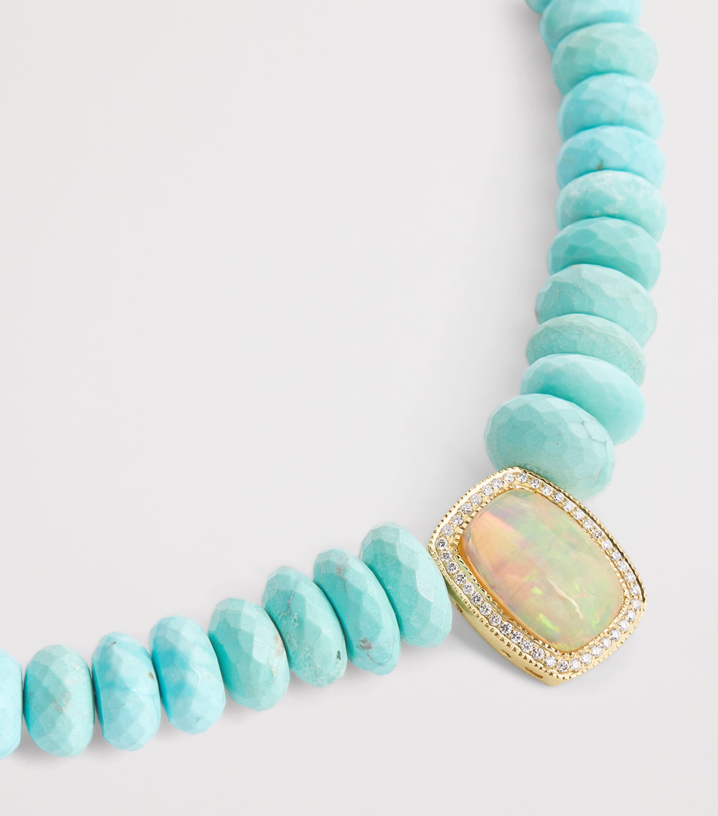 Yellow Gold, Diamond, Opal and Turquoise Beaded Necklace YELLOW GOLD Image 4