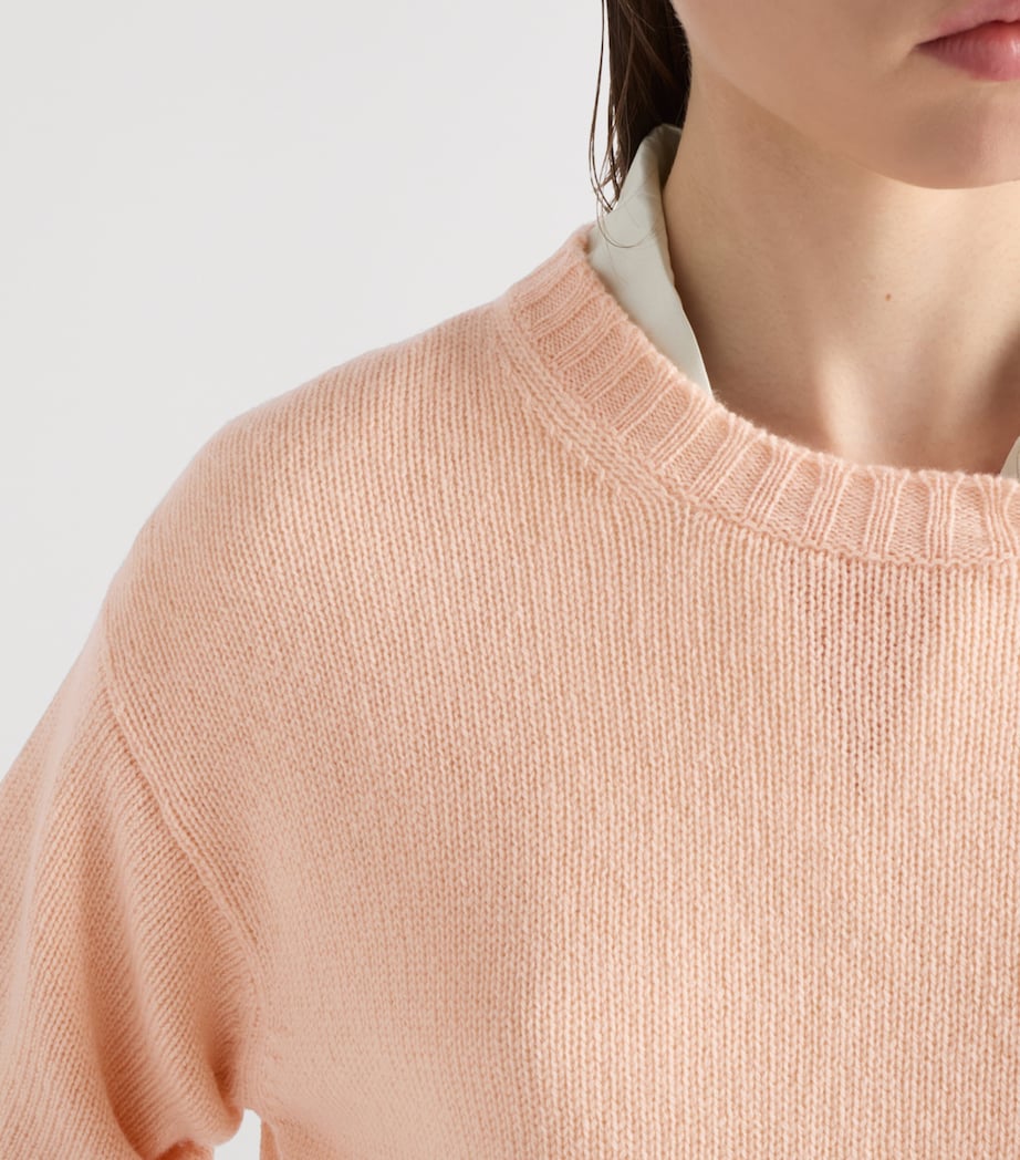 Wool-Cashmere Short-Sleeve Sweater F0075 Image 4