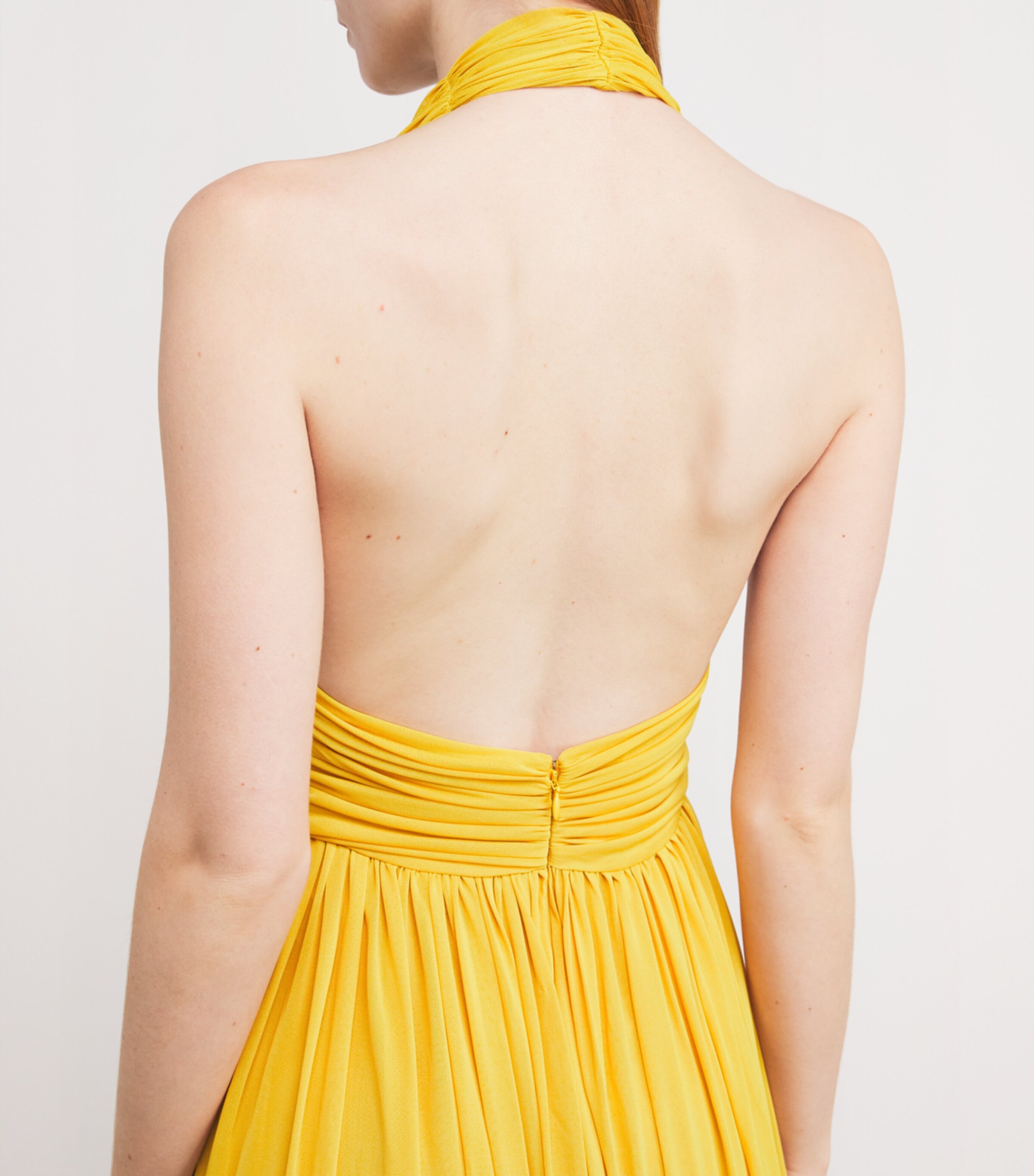 Giambattista Valli Womens Tulle Halterneck Maxi Dress Yellow Image 4