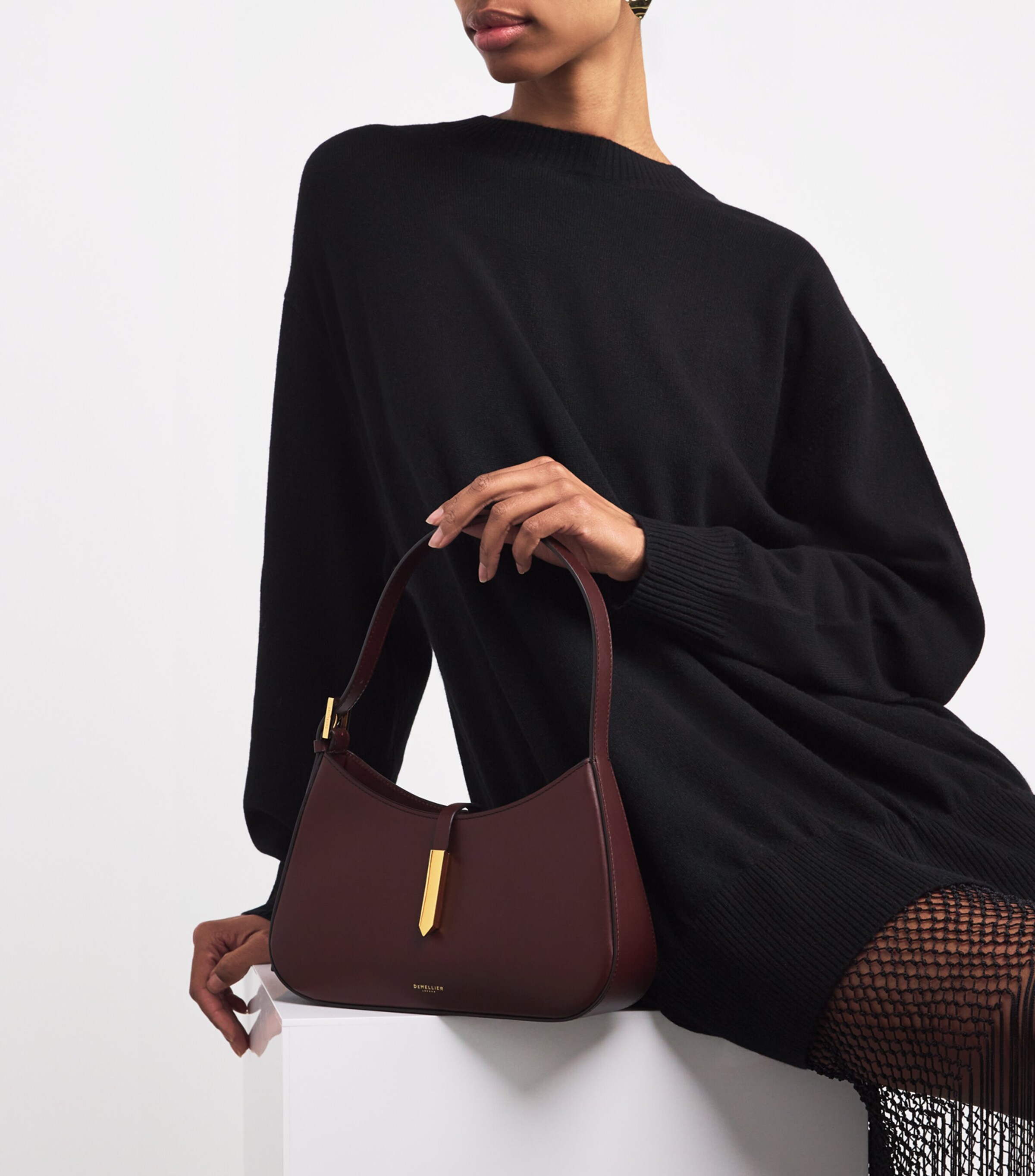 Demellier Leather Tokyo Shoulder Bag Burgundy Image 2