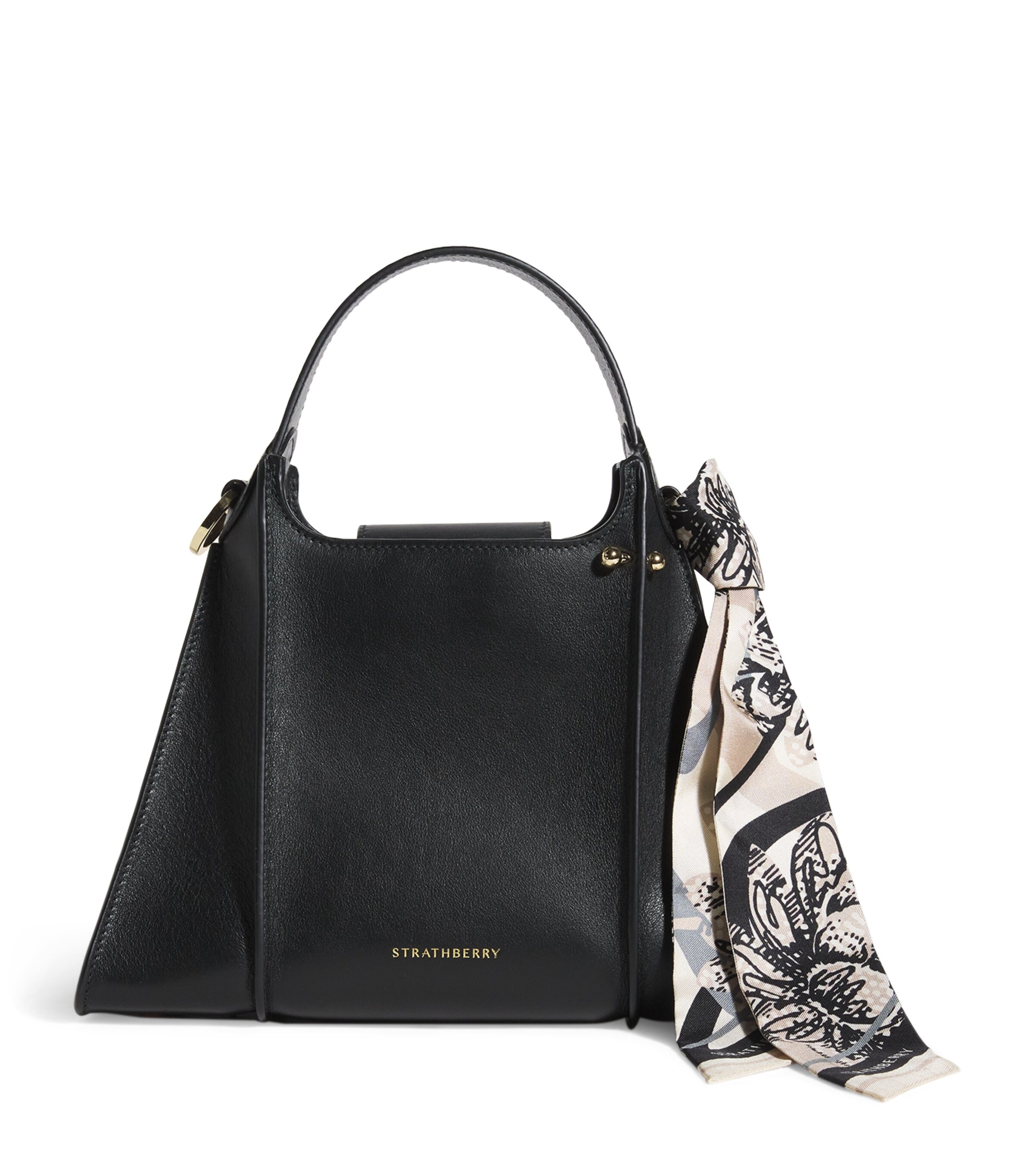 Strathberry Leather Arkshell Top-Handle Bag Black Image 1