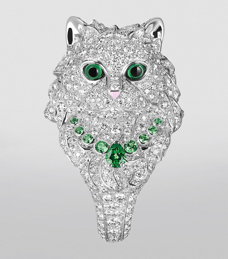 White Gold and Diamond Wladimir the Cat Ring WHITE Image 3
