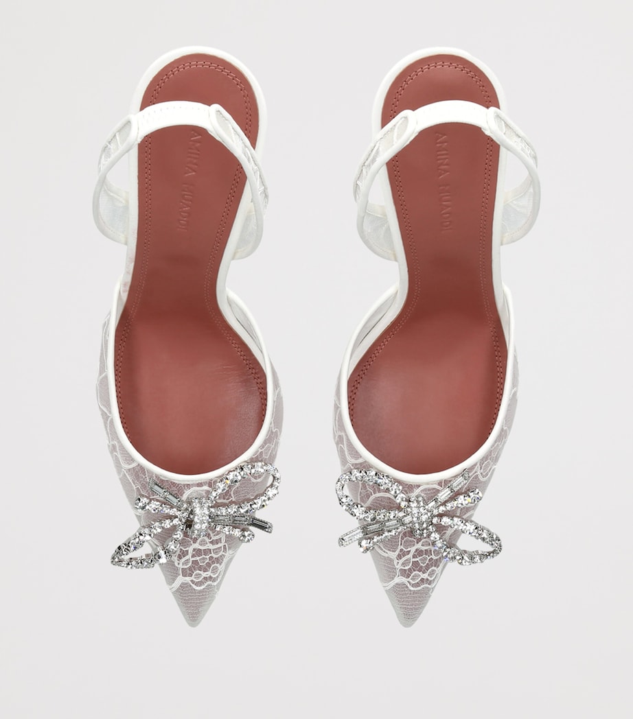 Amina Muaddi Lace Embellished Rosie Slingback Pumps 95 White Image 2