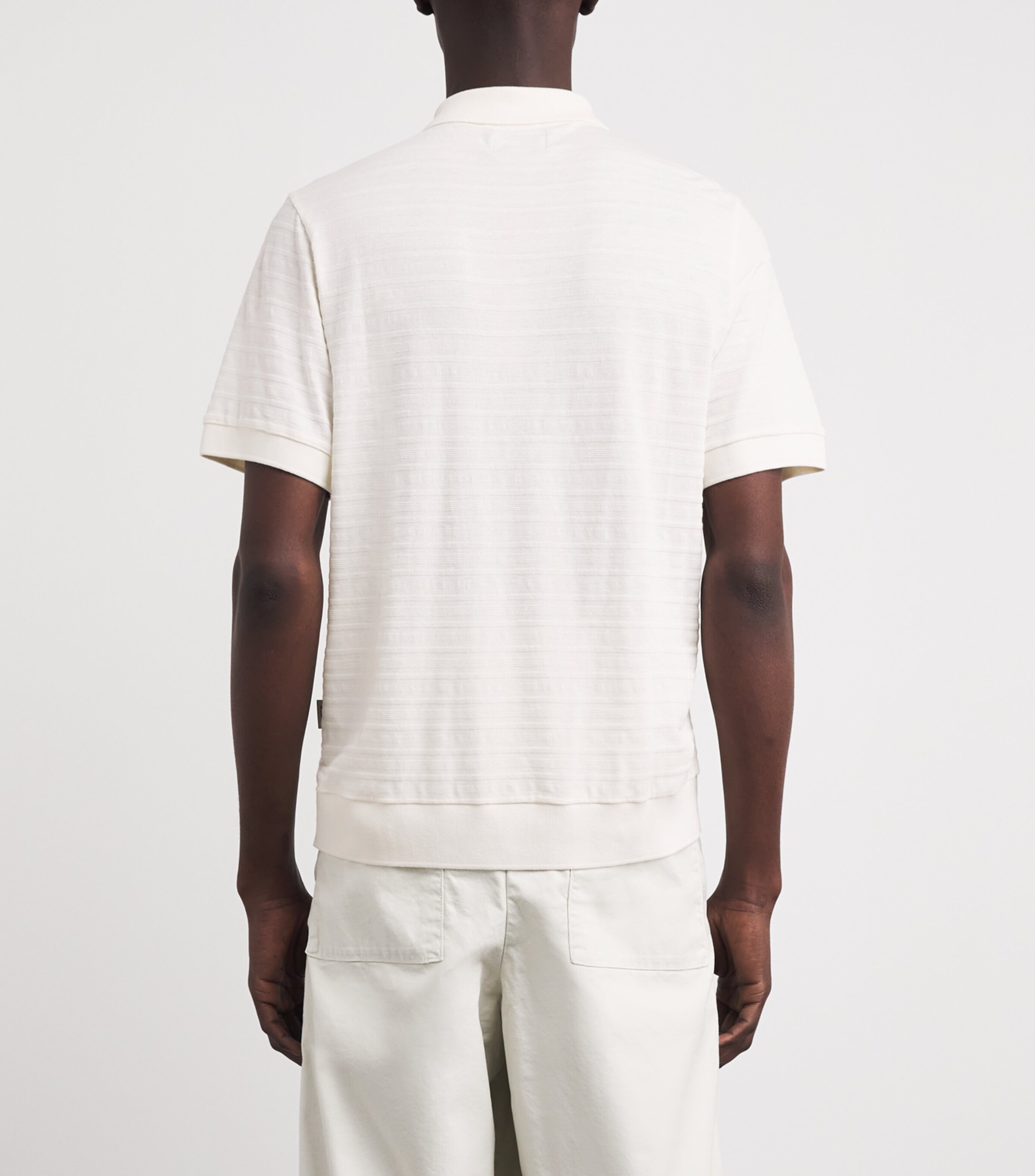 Oliver Spencer Mens Organic Cotton Jacquard Polo Shirt Cream Image 5