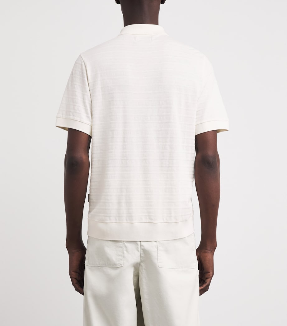 Oliver Spencer Mens Organic Cotton Jacquard Polo Shirt Cream Image 5
