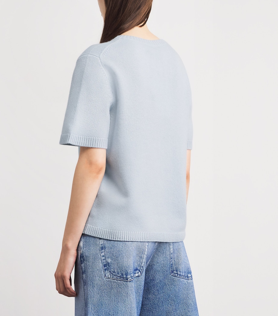 Soft Goat Womens Cashmere Oversized Short-Sleeve Sweater Ice Blue Image 5