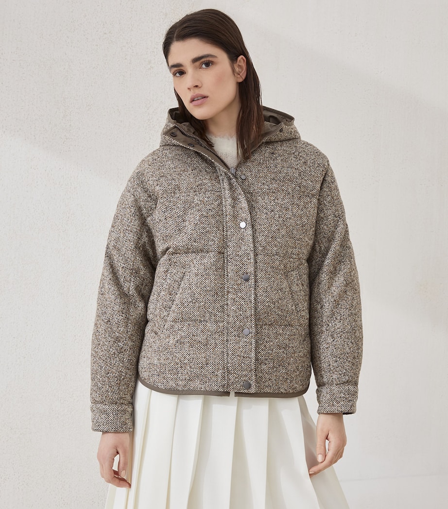 Down-Wool-Silk-Blend Hooded Jacket C6286 Image 2