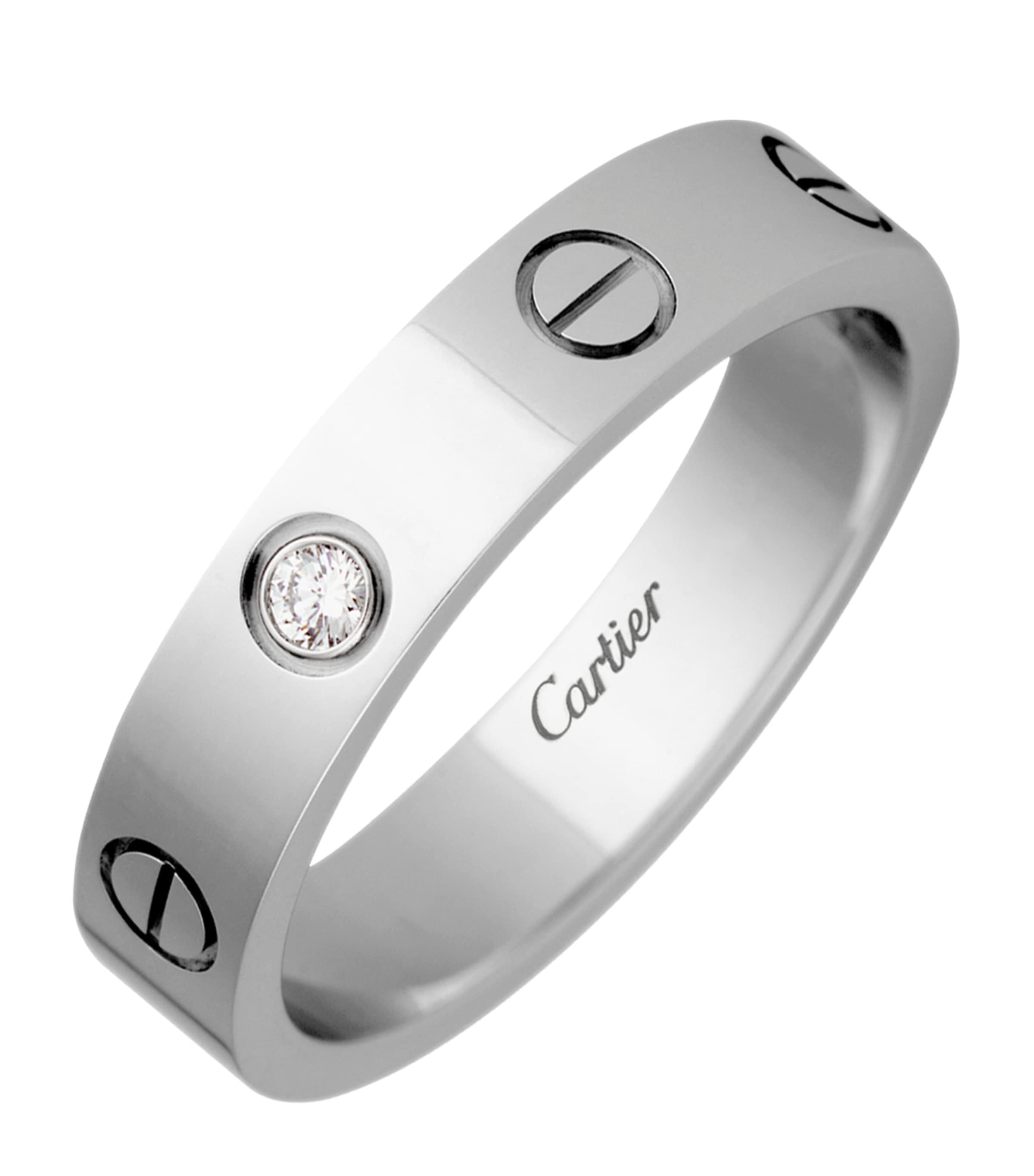 White Gold and Diamond LOVE Wedding Band MULTI Image 3