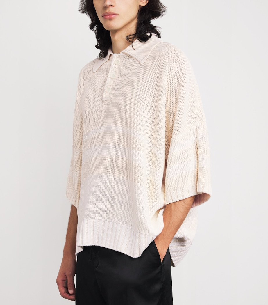 Short-Sleeve Polo Sweater IVORY / WHITE Image 3