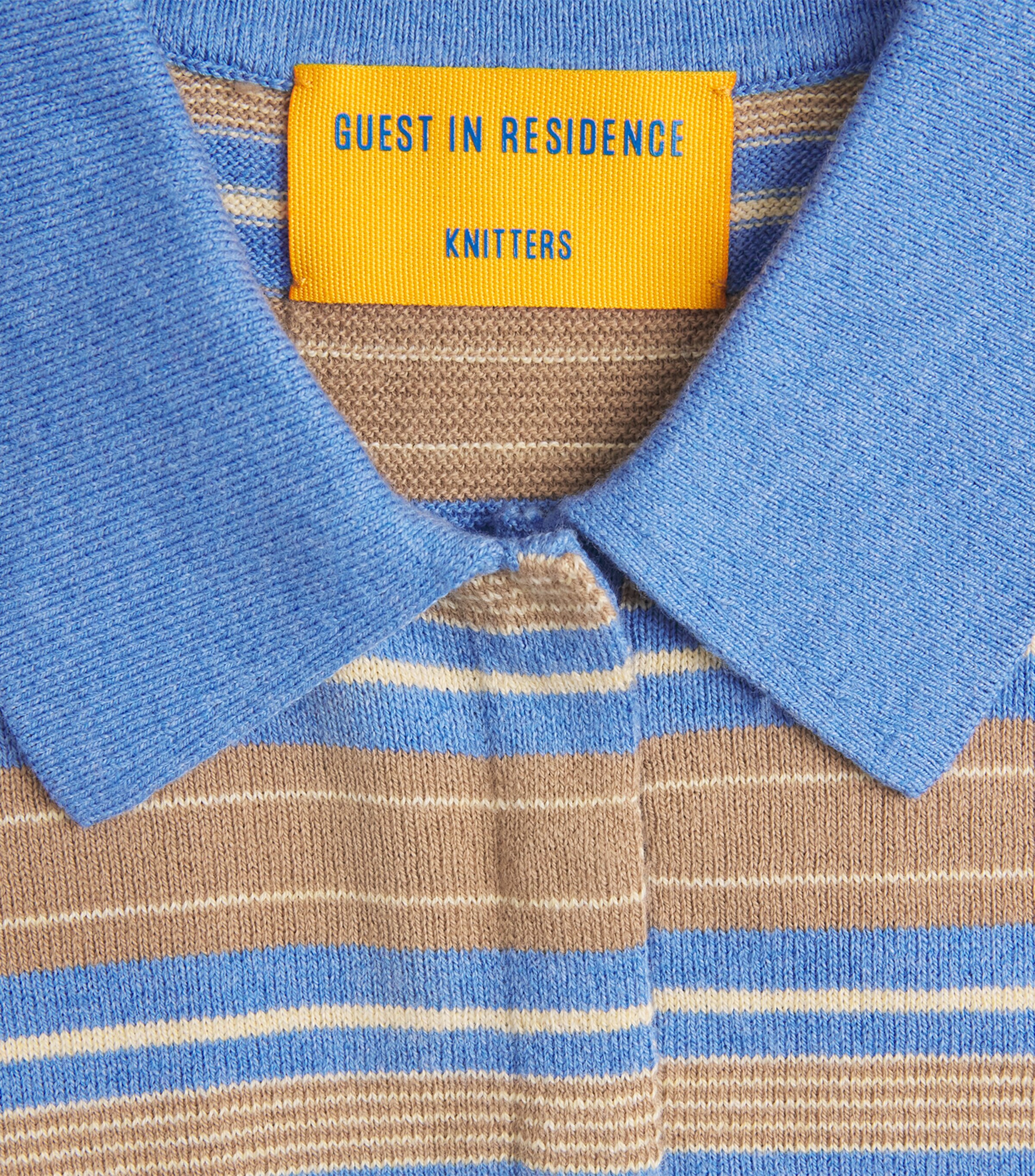 Guest In Residence Womens Cotton-Cashmere Stripe Rugby Shirt Delft Blue Combo Image 6