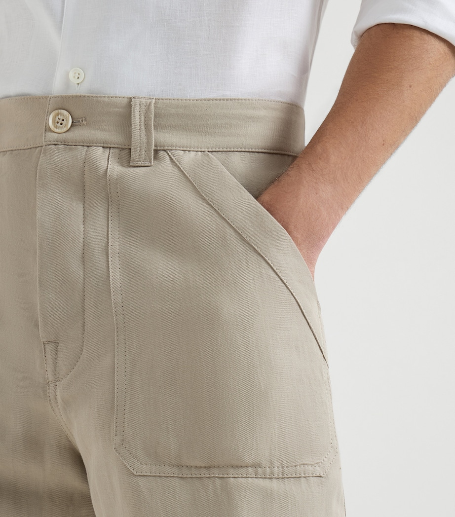 Brunello Cucinelli Mens Linen-Cotton Drill Trousers Image 6