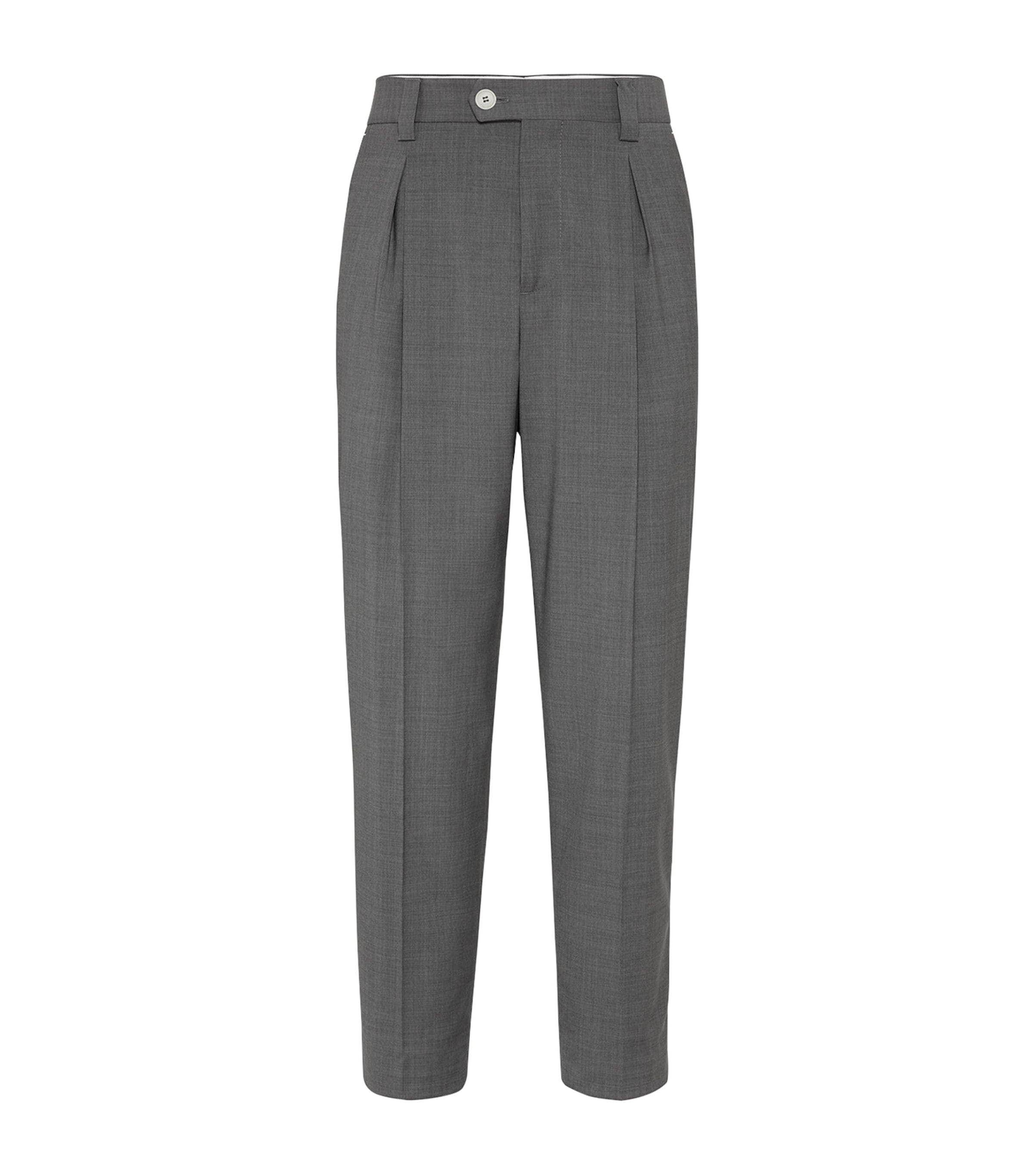 Brunello Cucinelli Virgin Wool Dynamic Trousers In Gray