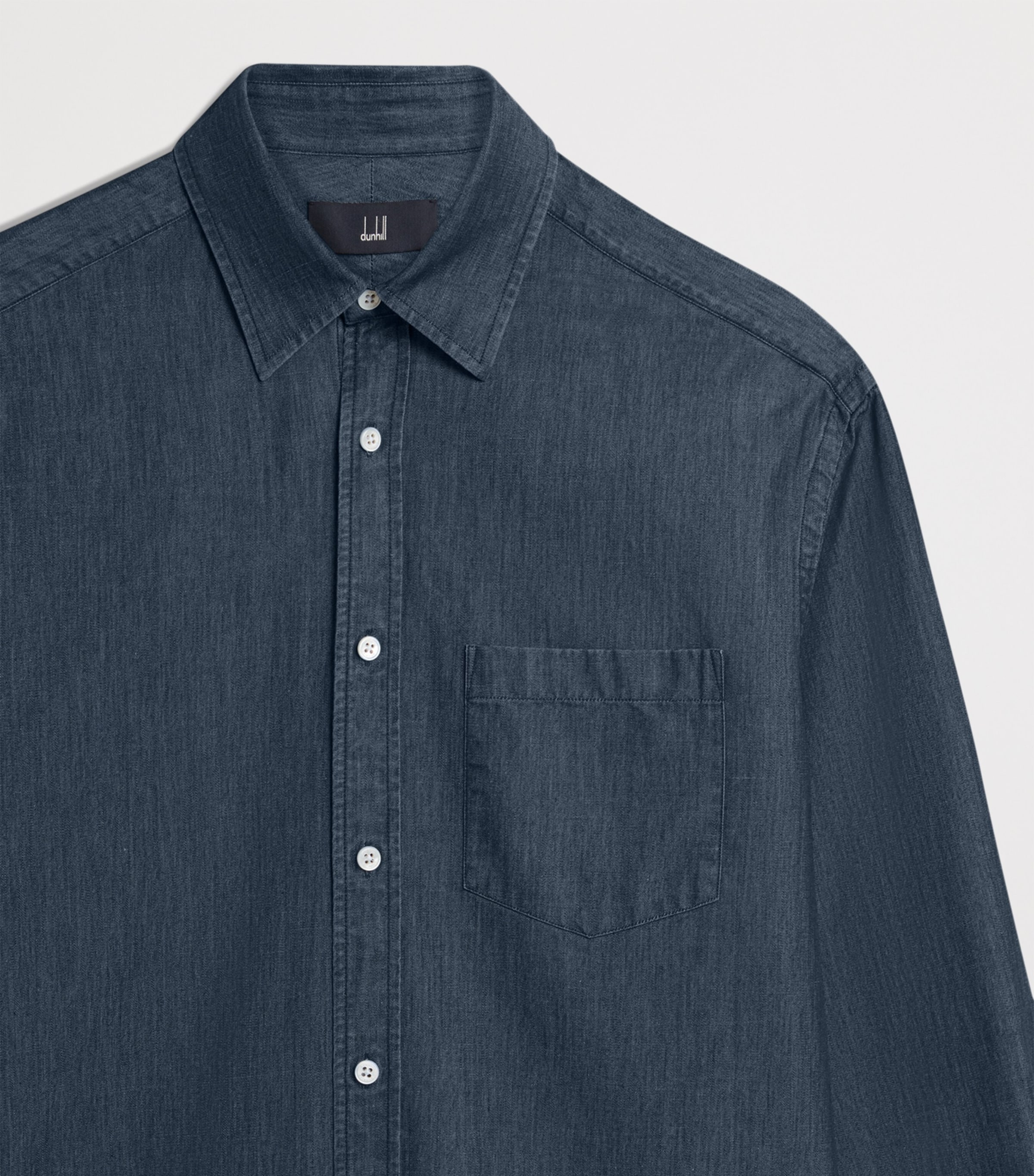 Cotton-Cashmere Chambray Shirt 401INDIGO Image 5