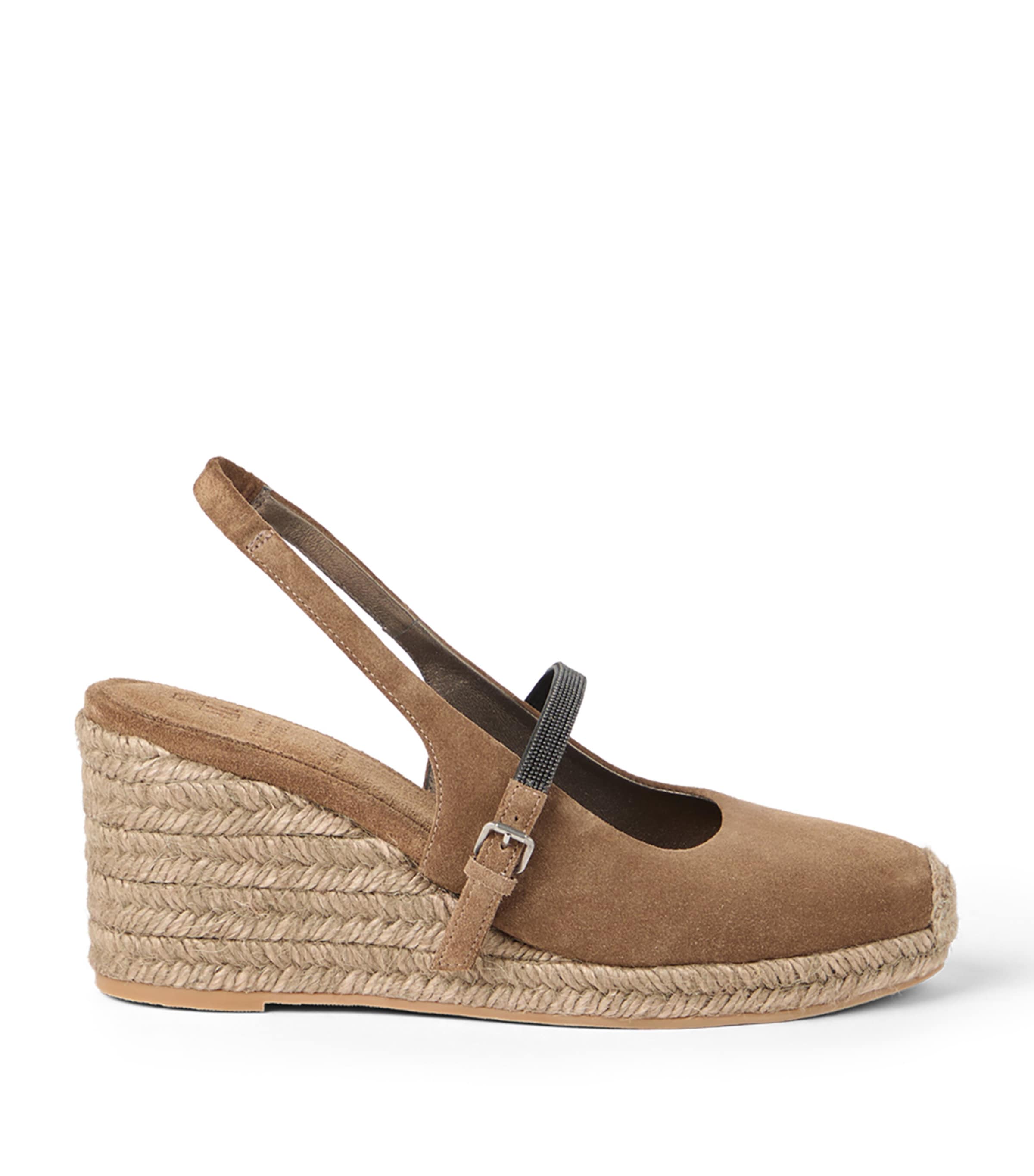 Brunello Cucinelli Suede Espadrillas In Brown