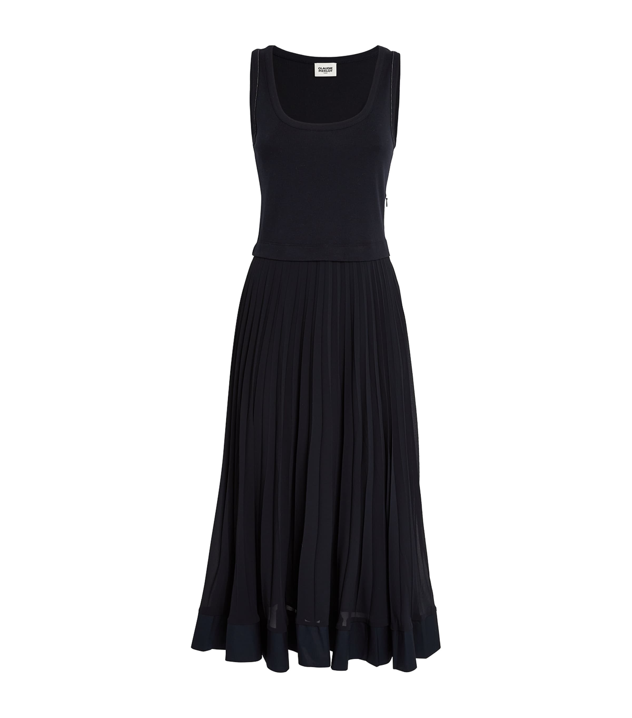 Claudie Pierlot Pleated Midi Dress In Blue