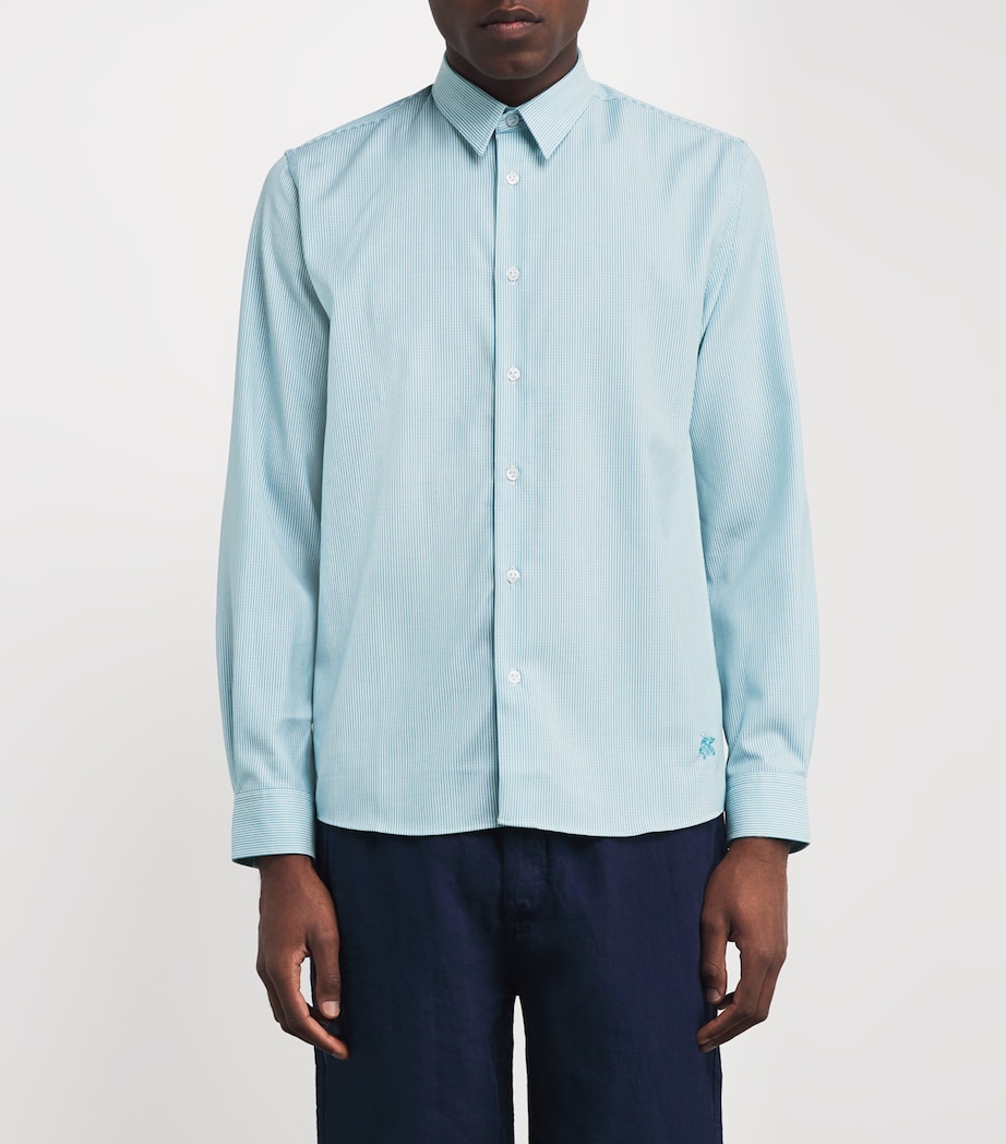 Wool-Blend Stripe Rayures Shirt 612-BLUE TOPAZ Image 3