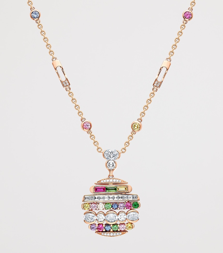 Boodles Rose Gold, Diamond, Sapphire, Ruby and Tsavorite Play of Light Chelsea Pendant Necklace Rose Gold Image 3