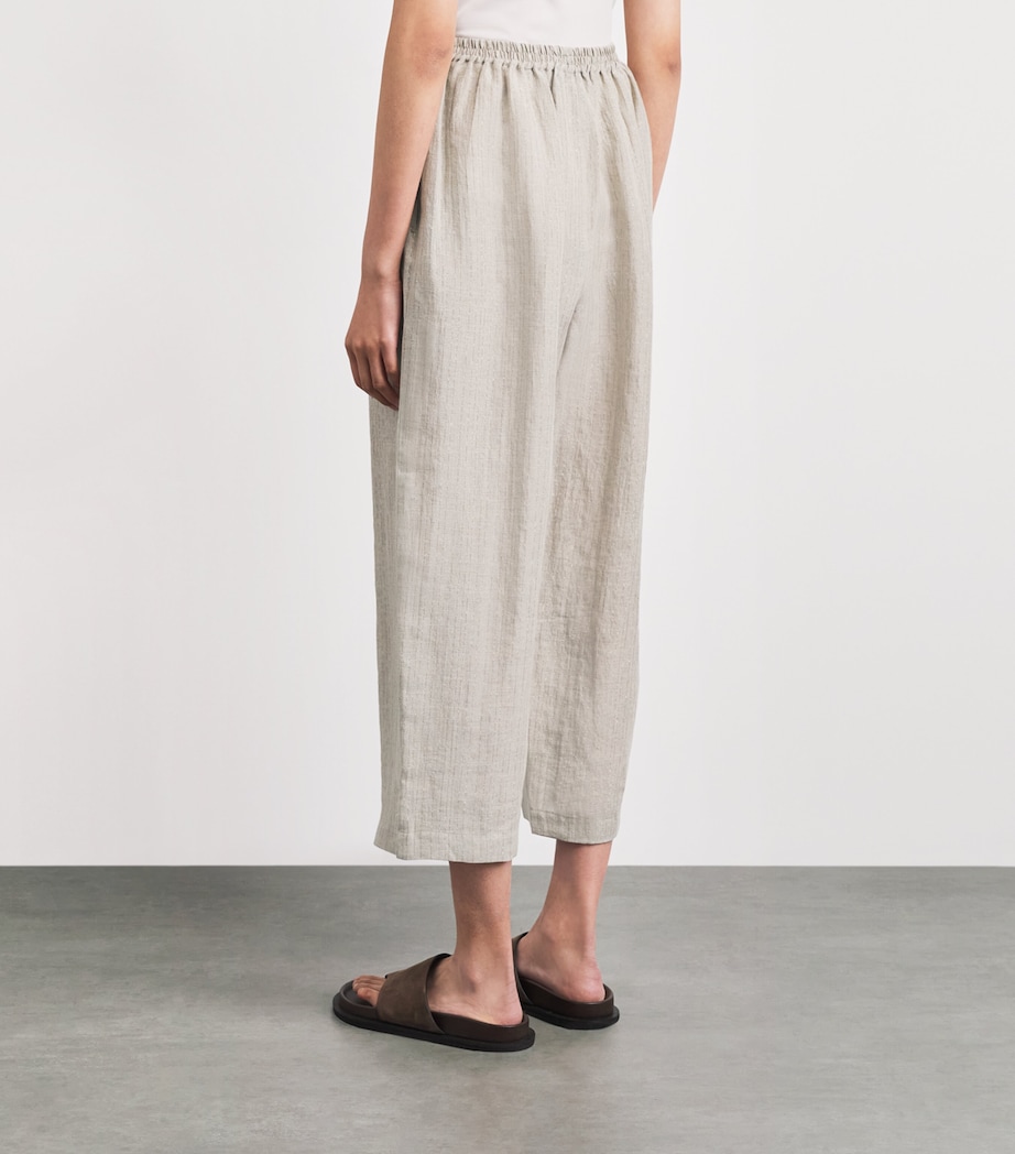 Eskandar Womens Linen-Blend Japanese Trousers Natural Image 5