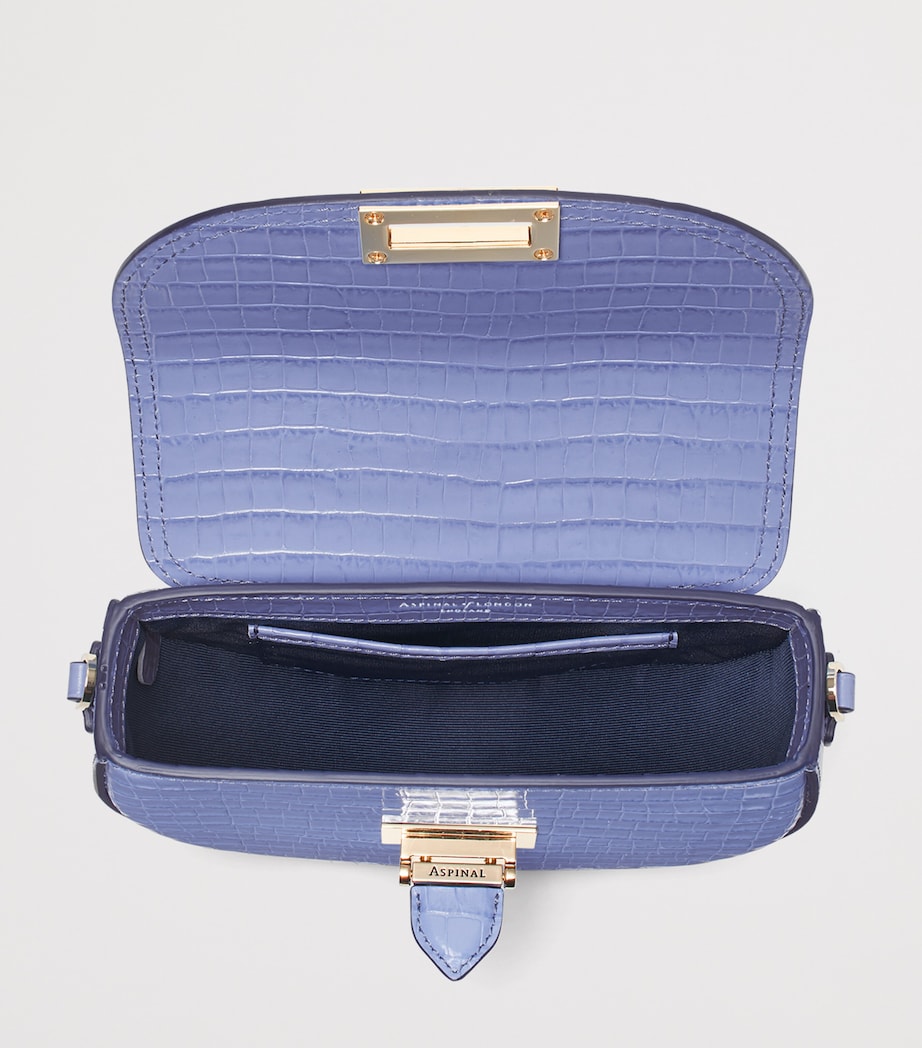 Aspinal Of London Leather Croc-Embossed Portobello Cross-Body Bag Capri Blue Image 4