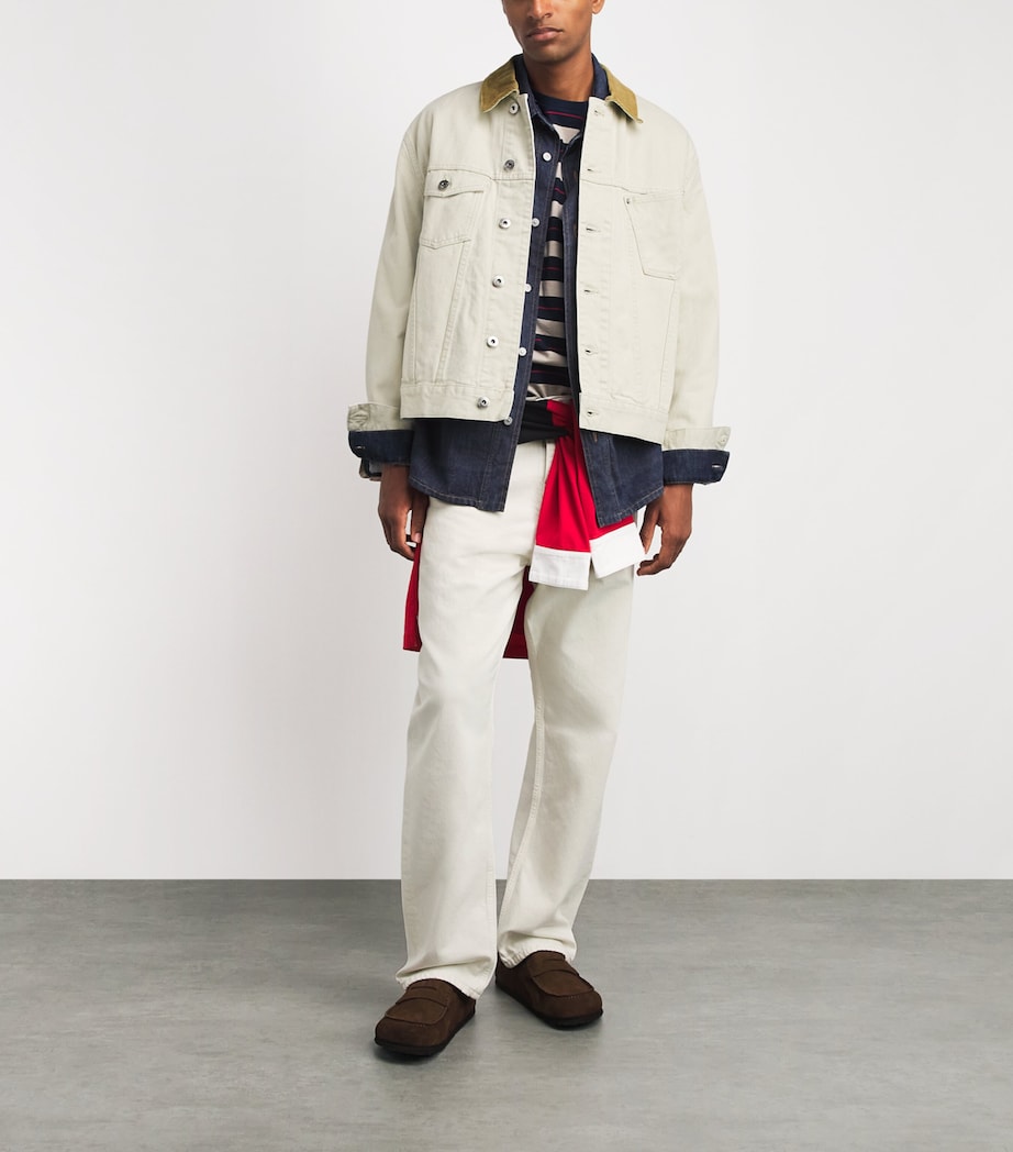 JW Anderson Mens Corduroy-Collar Denim Jacket Ecru Image 2