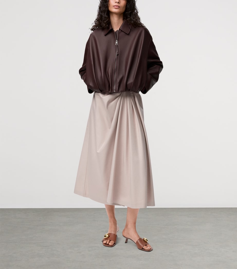 Cotton-Silk Draped Midi Skirt LIGHT PINK Image 2
