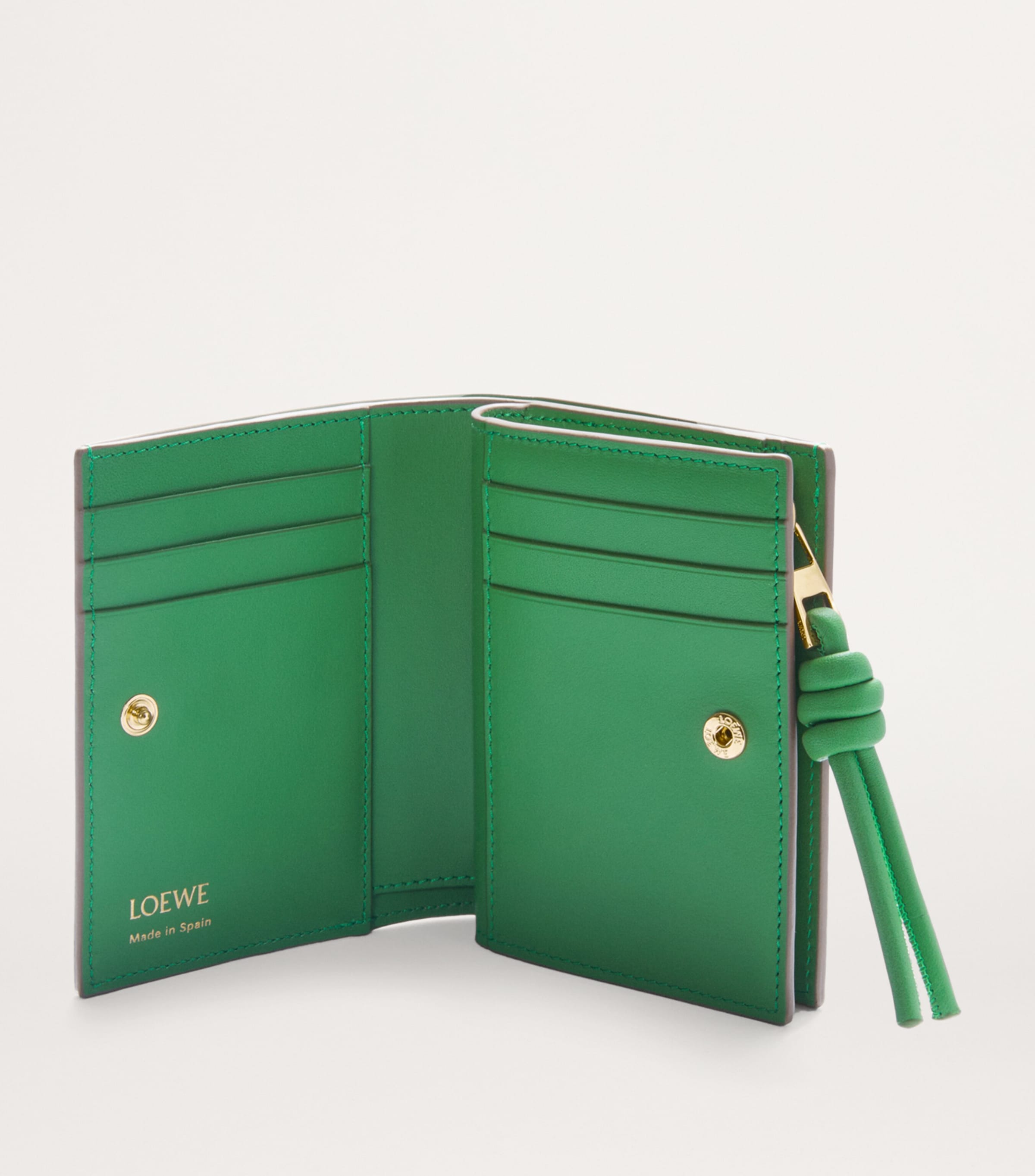 Leather Knot Compact Wallet SAND/TROPICAL GREEN Image 3