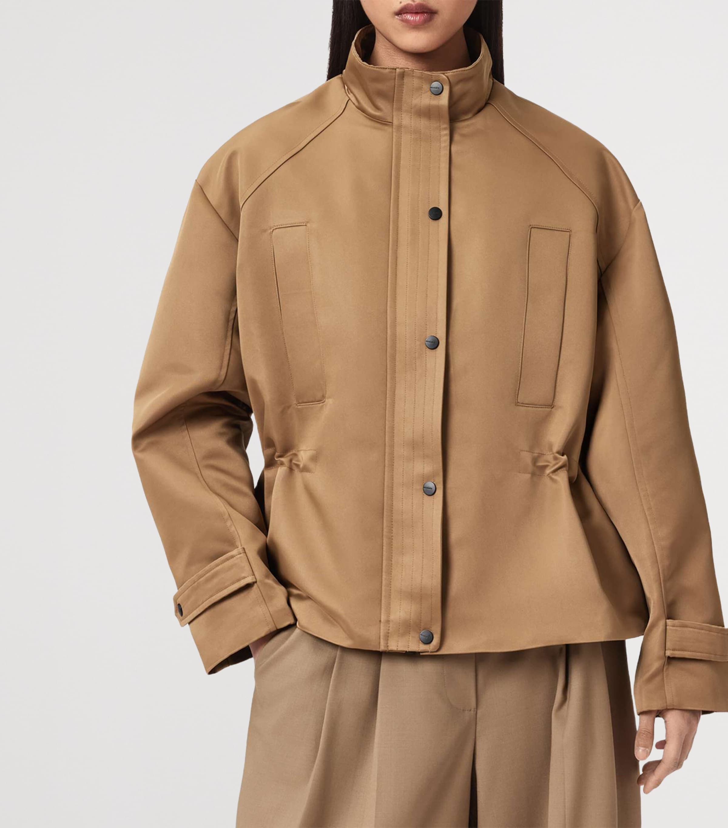 AllSaints Womens Luellah Oversized Jacket Greige Brown Image 3