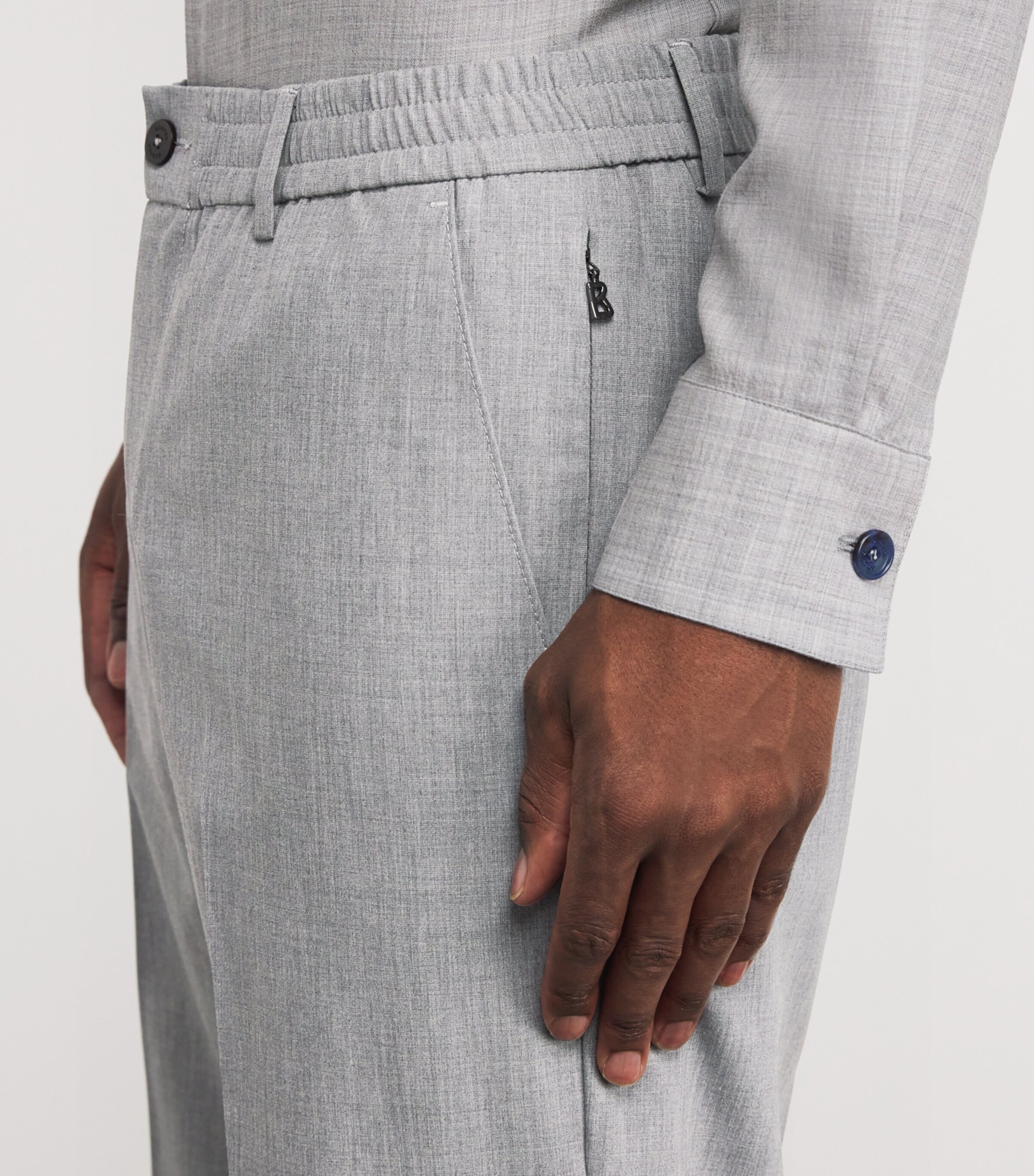 Marcus Straight Trousers 017 - GREY MELANGE Image 6