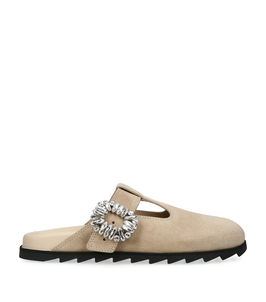 Roger Vivier Suede Slidy Viv Mules Beige Image 1