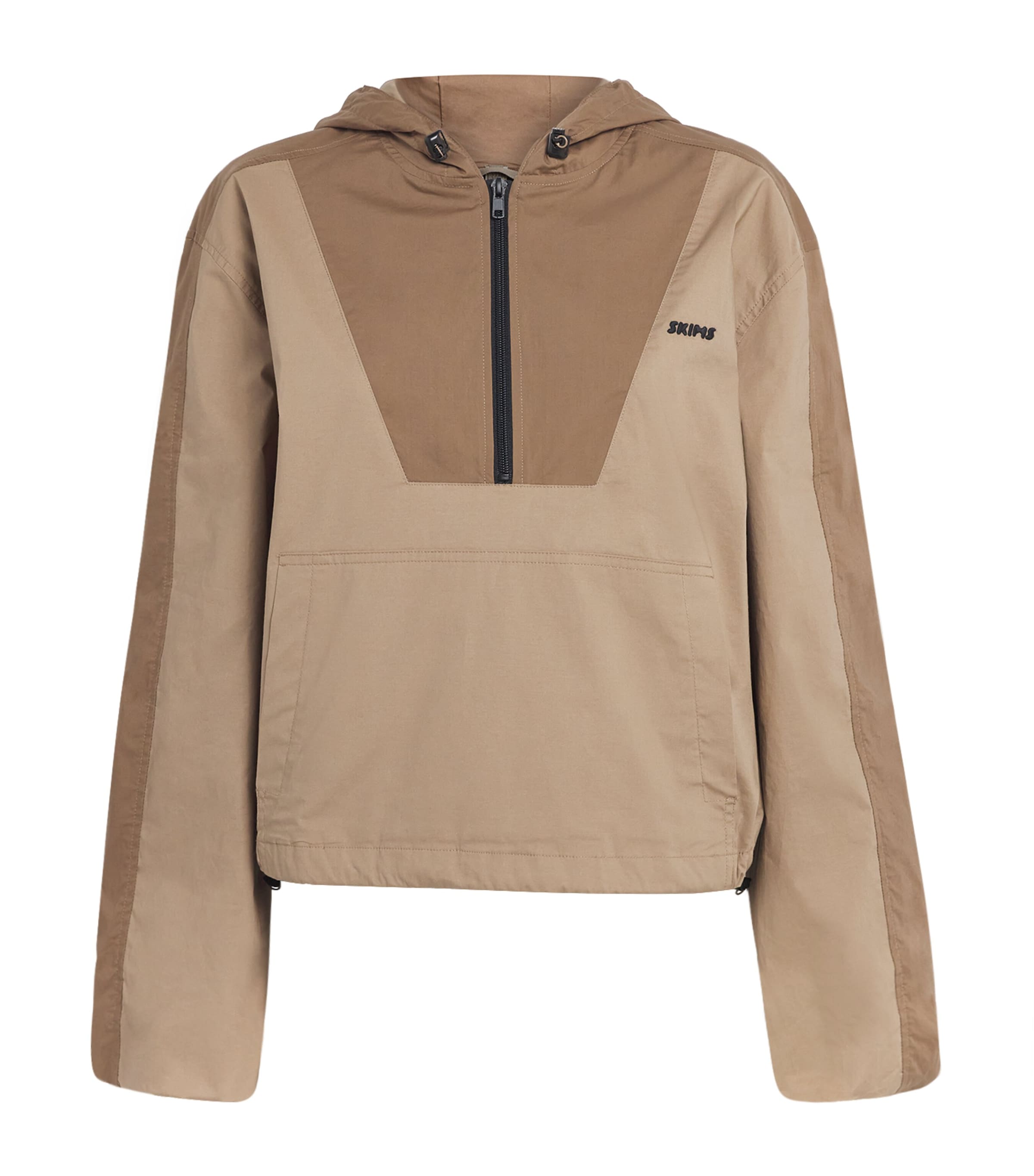Skims Womens Woven Cotton Half-Zip Hoodie Desert Image 1
